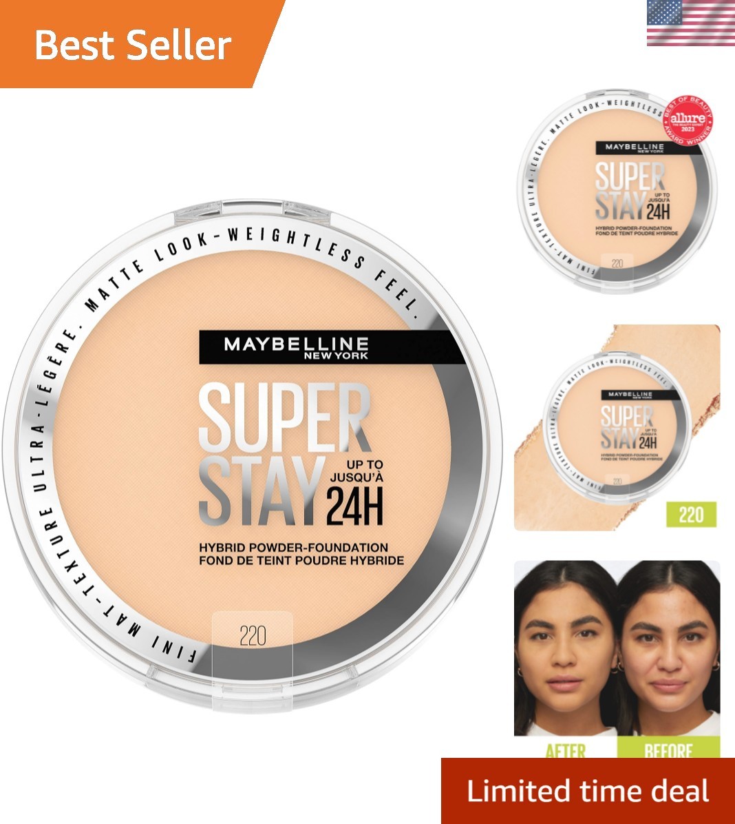 Lightweight Super Stay Powder Foundation 220 – Sweat & Water Resistant Makeup