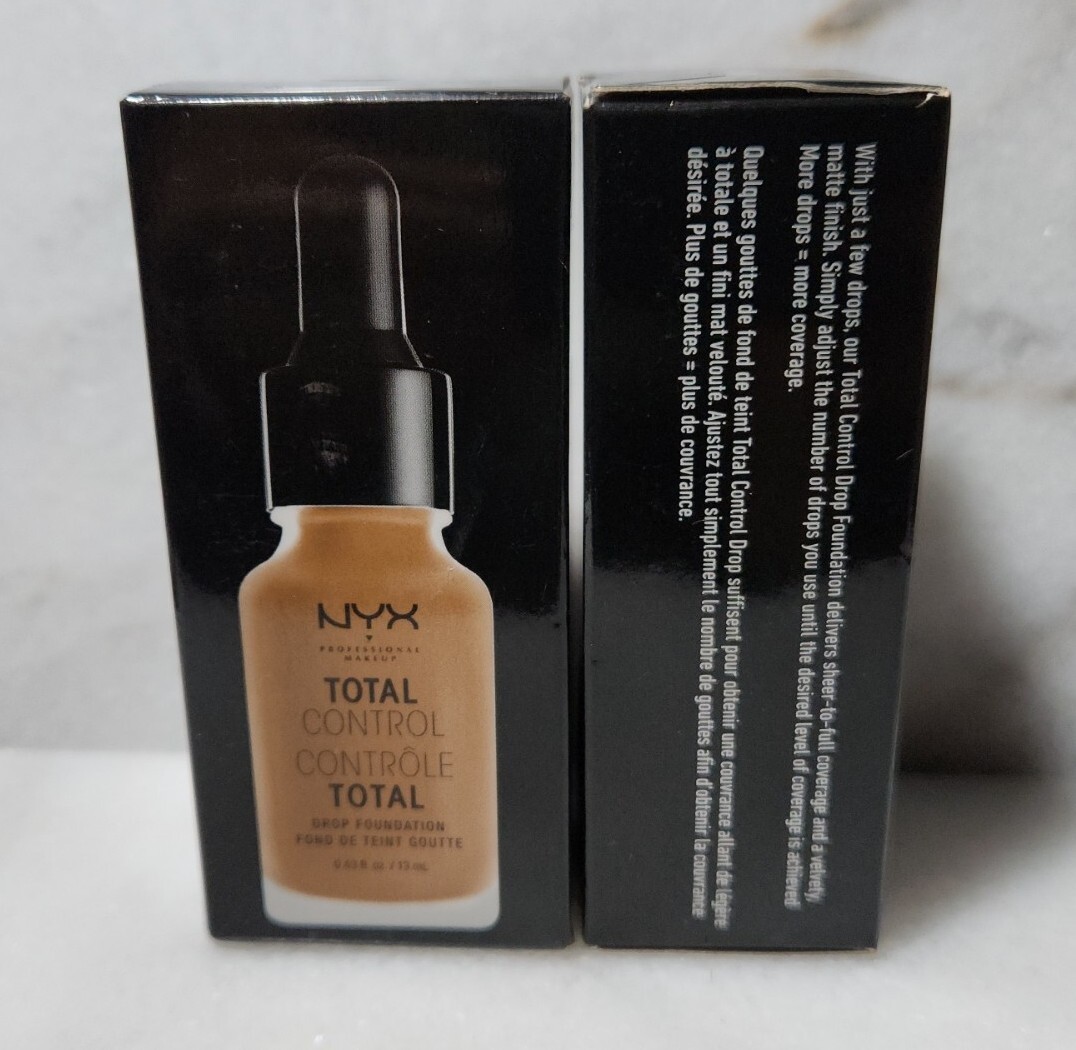 Lot 2- NYX Total Control Drop Foundation – #TCDF12.5 Camel Professional Makeup.