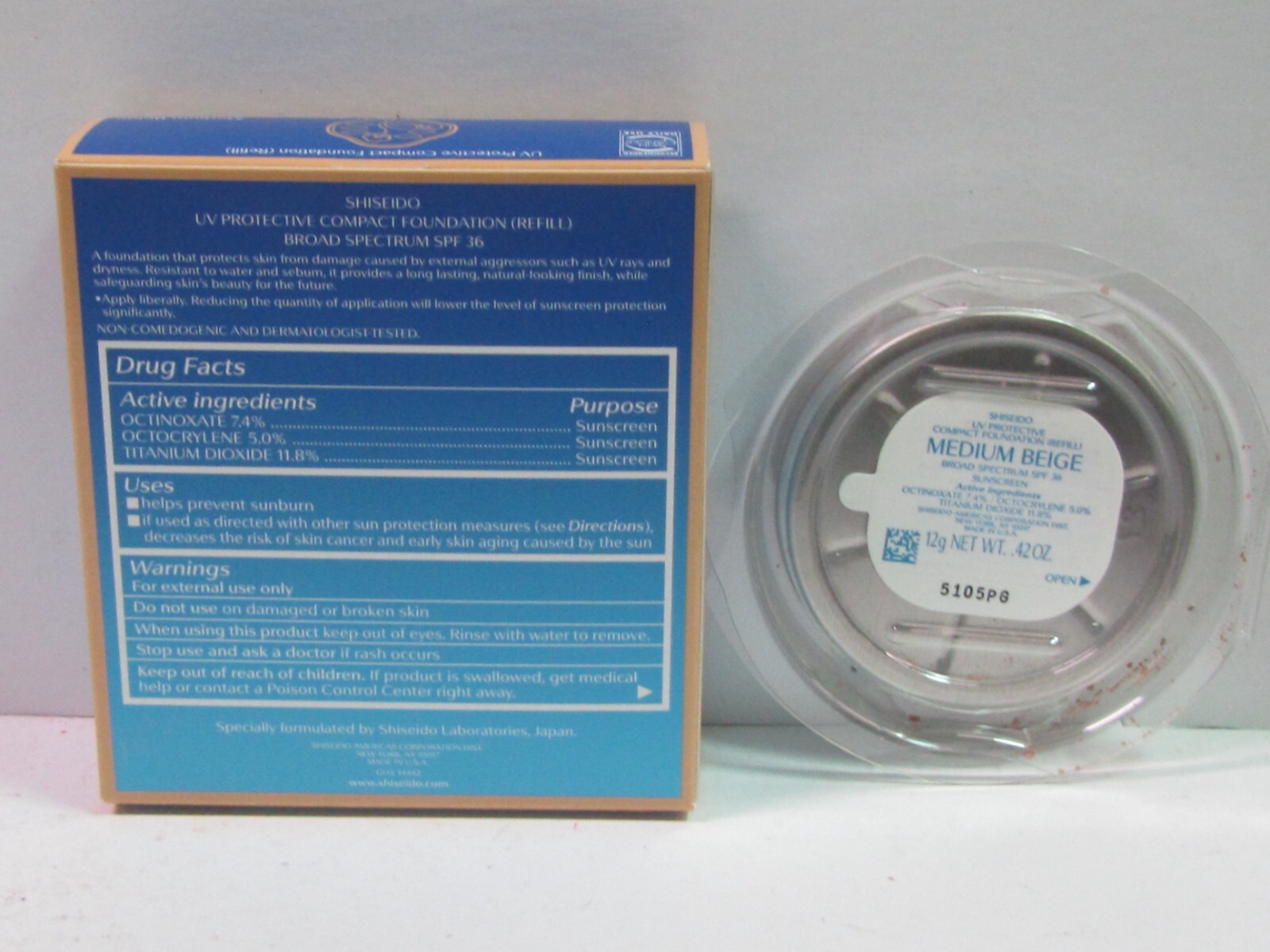 Shiseido UV Protective Compact Foundation Refill SPF 36 Medium Beige .42 oz