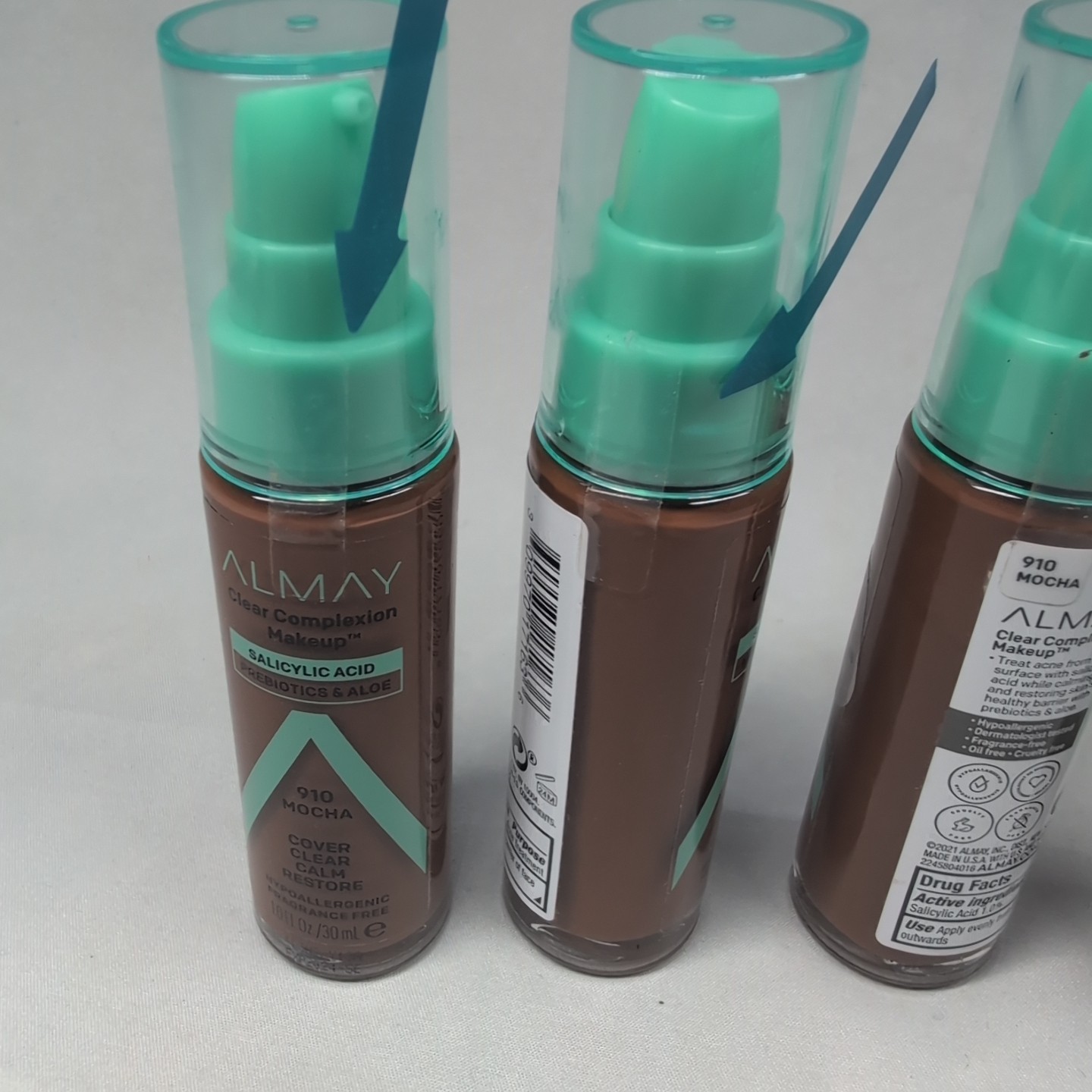 4 Almay Clear Complexion Foundation W Prebiotics & Aloe 910 Mocha Fragrance Free