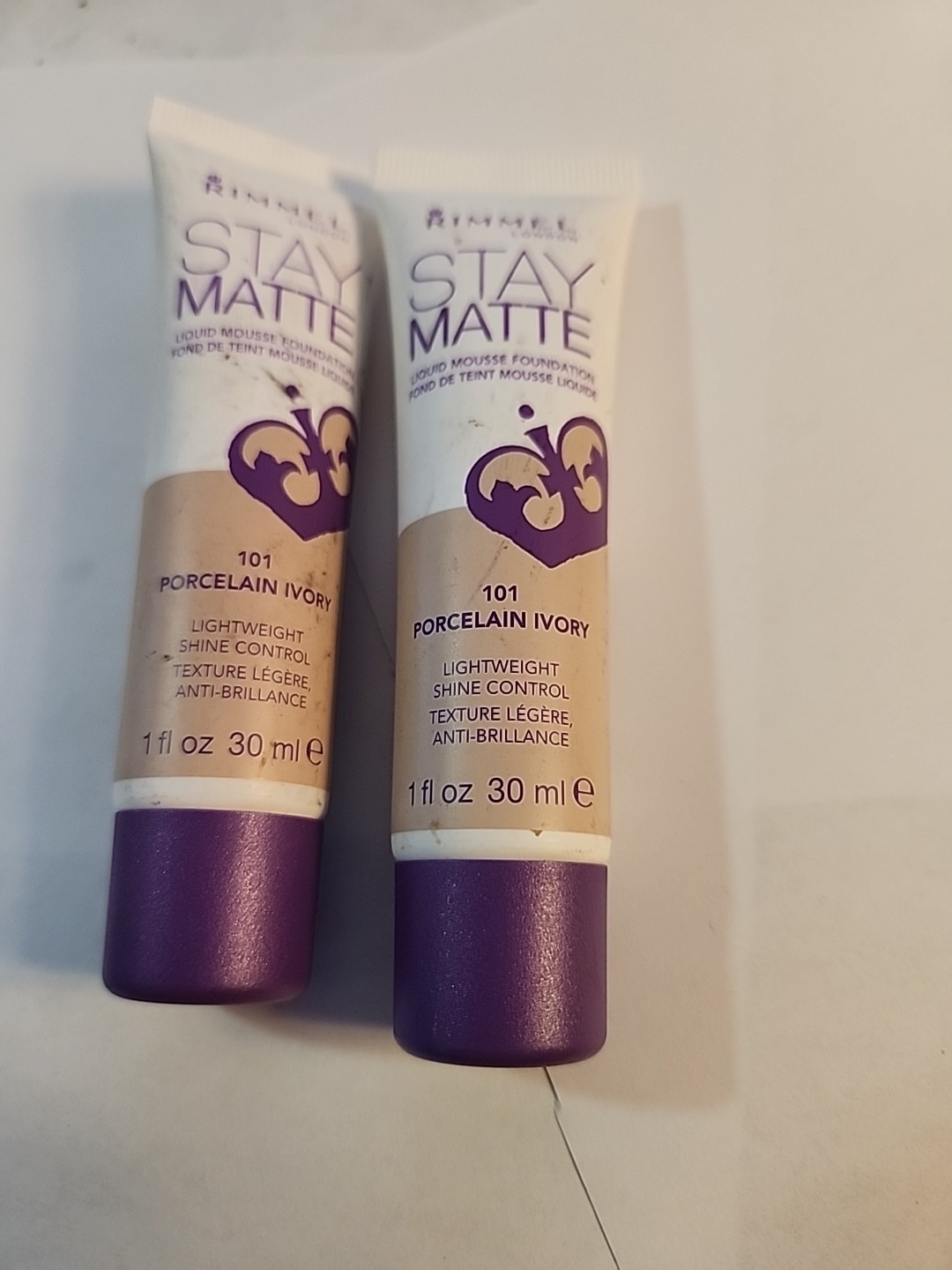 Lot Of 2 Rimmel Stay Matte Liquid Mousse Foundation – 101 Porcelain Ivory