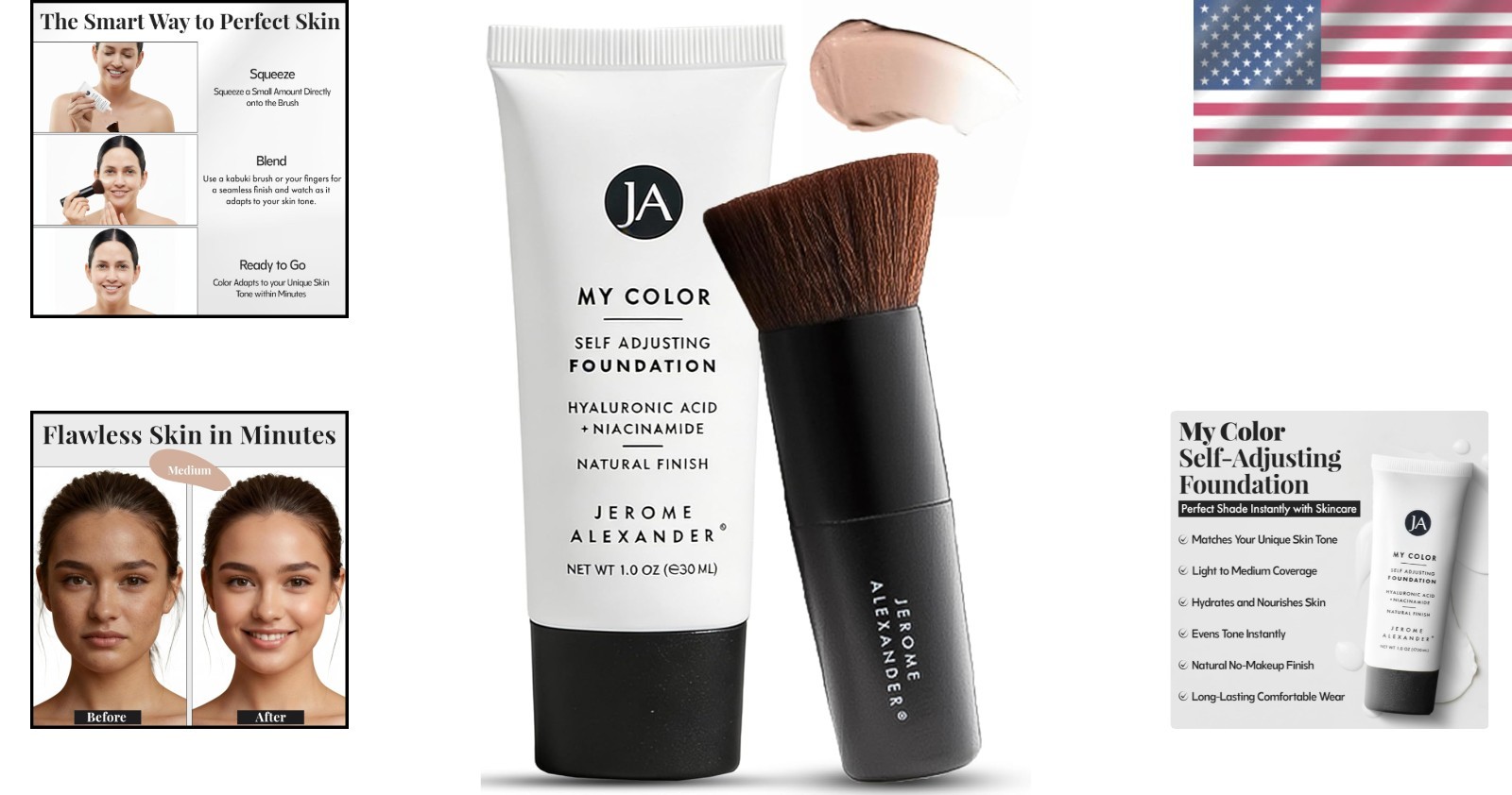 Self-Adjusting Foundation with Kabuki Brush