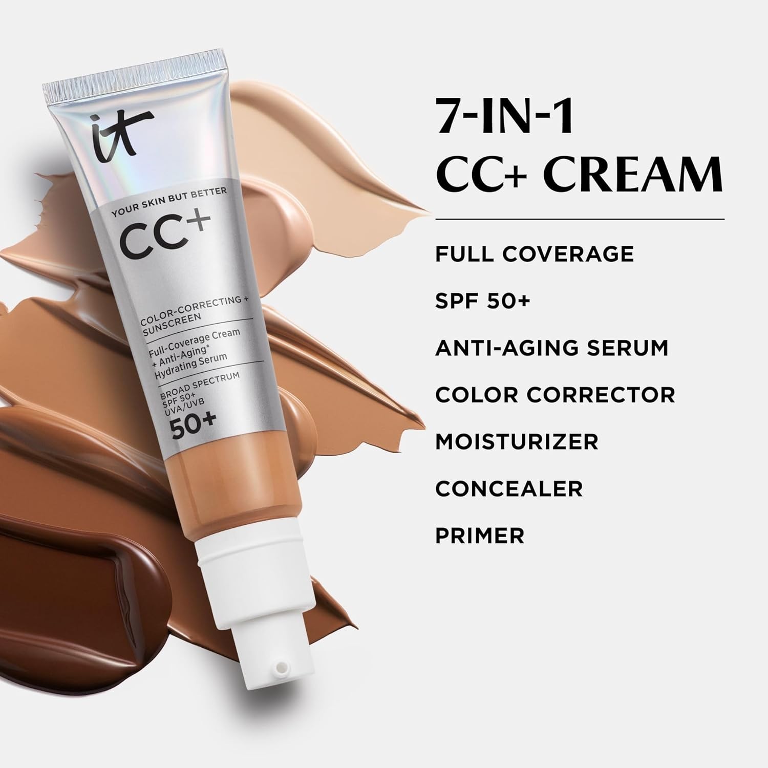 IT Cosmetics CC+ Cream – Full Coverage SPF 50+ Foundation & Color Corrector