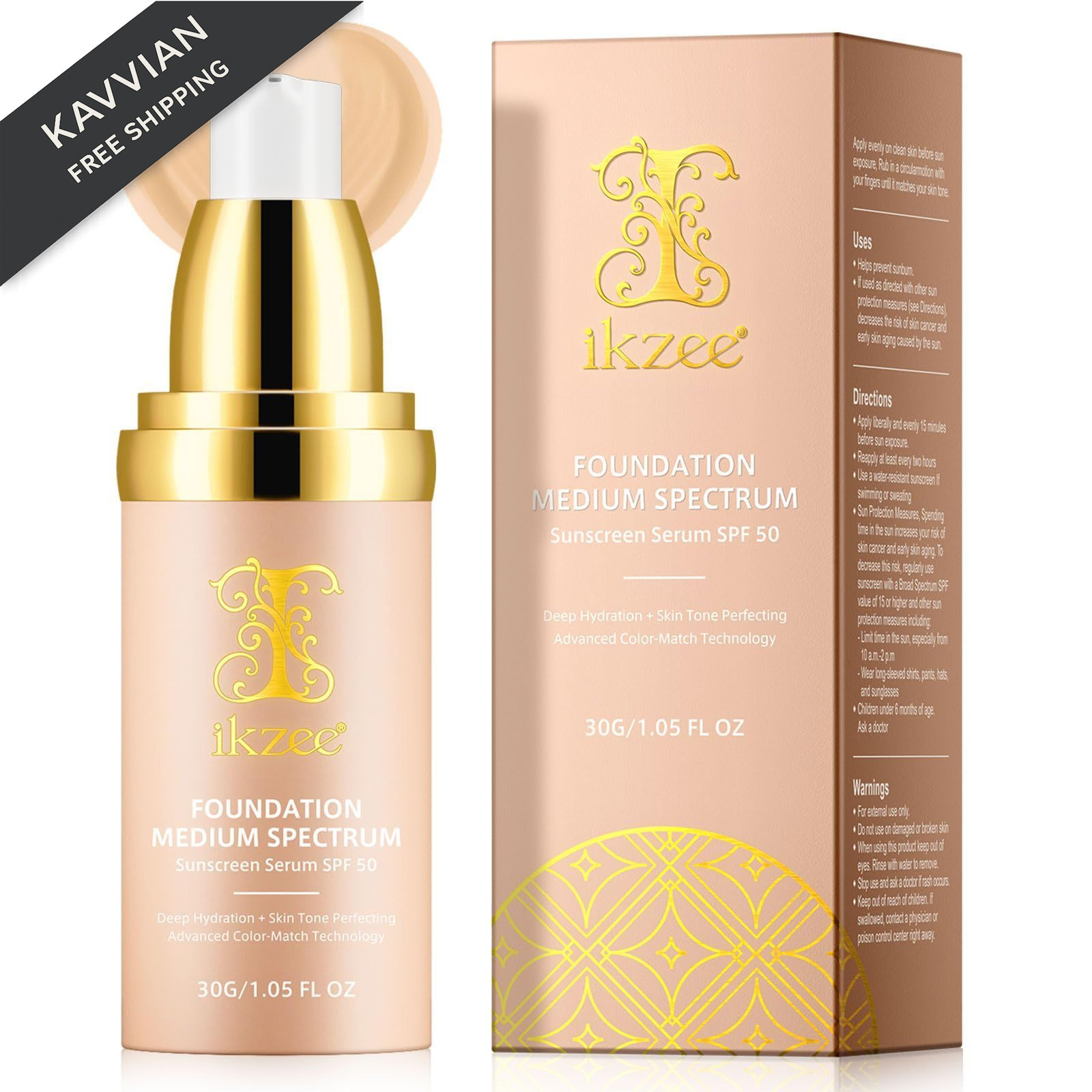 4 in 1 Foundation With SPF 50+, 1.05 Fl Oz (Pack of 1), Multicolor