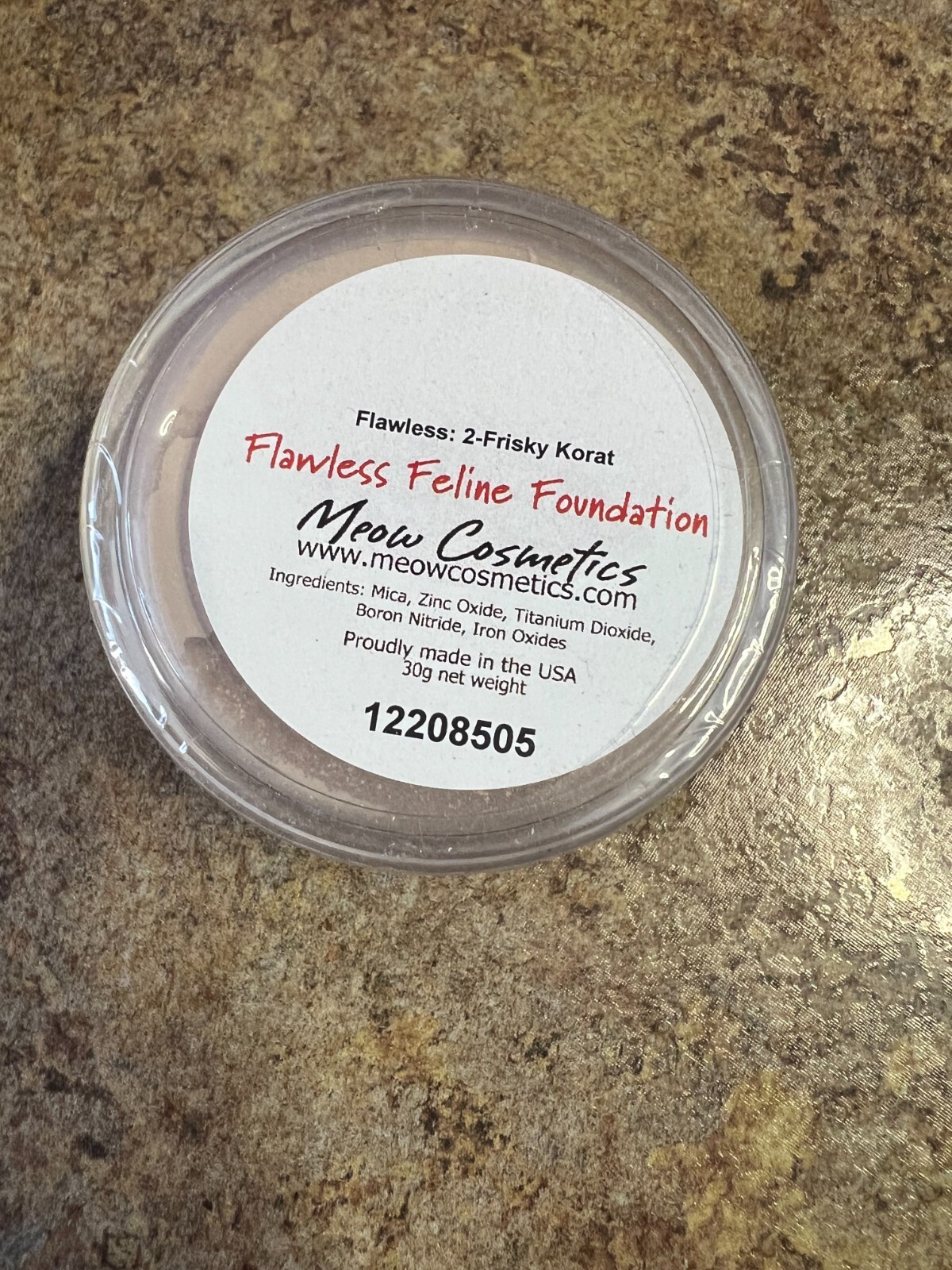 Meow Cosmetics Mineral Foundation Flawless: 2 Frisky Korat 30g Full size Jar