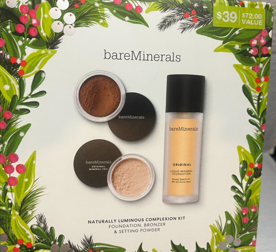 BARE MINERALS NATURALLY LUMINOUS COMPLEXION KIT FAIRLY MEDIUM #05 LOOSE,LIQU NIB