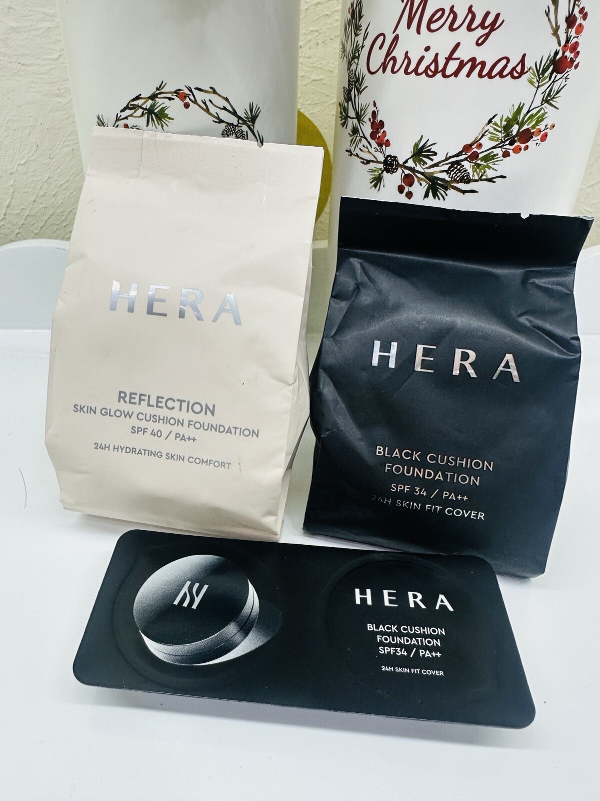 HERA MINI Black Cushion & Reflection Skin Glow Shade 21N1 5g x 2 Pcs + Sample