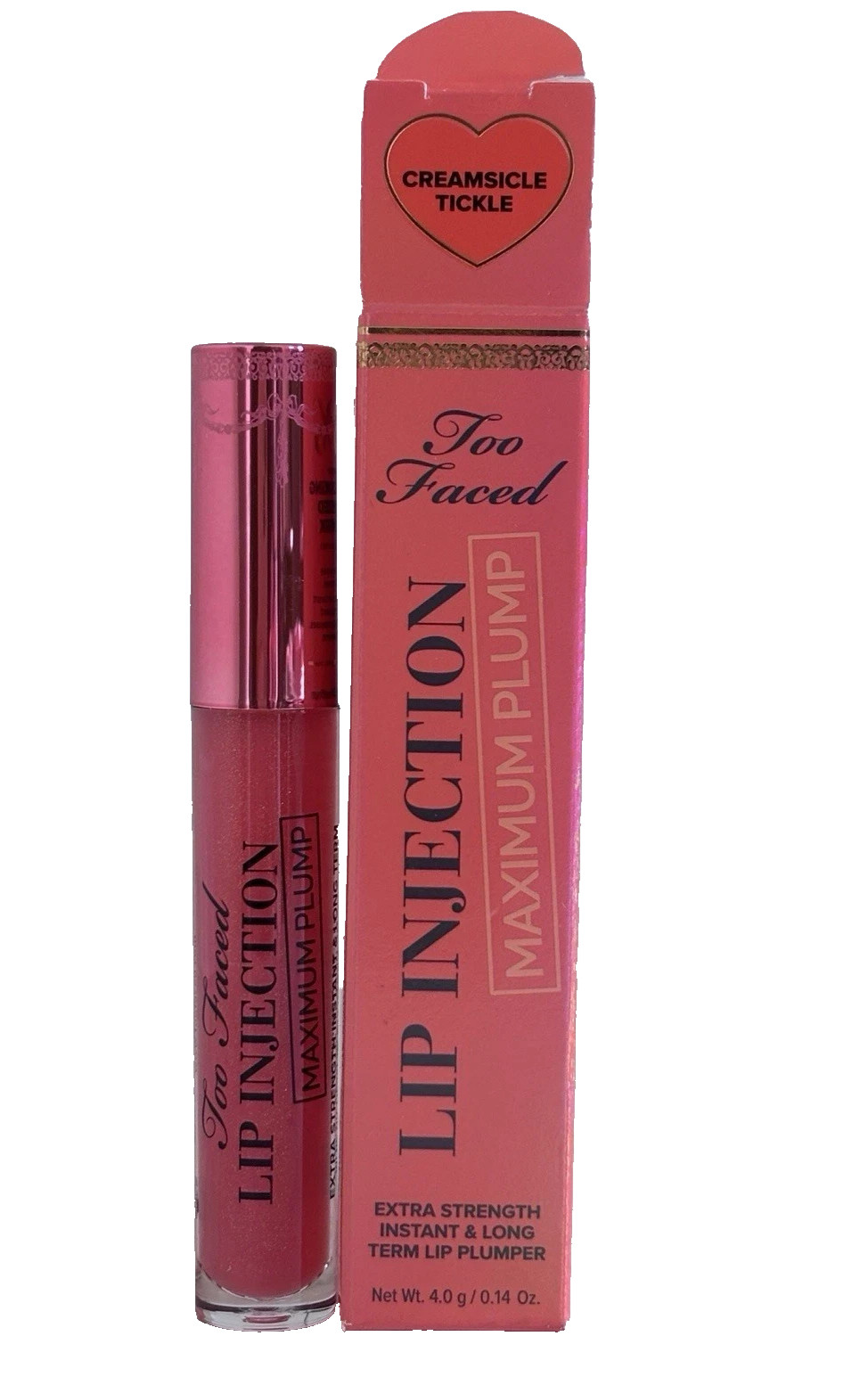Too Faced Lip Injection Extreme Plumping Gloss Creamsicle Tickle .14oz New