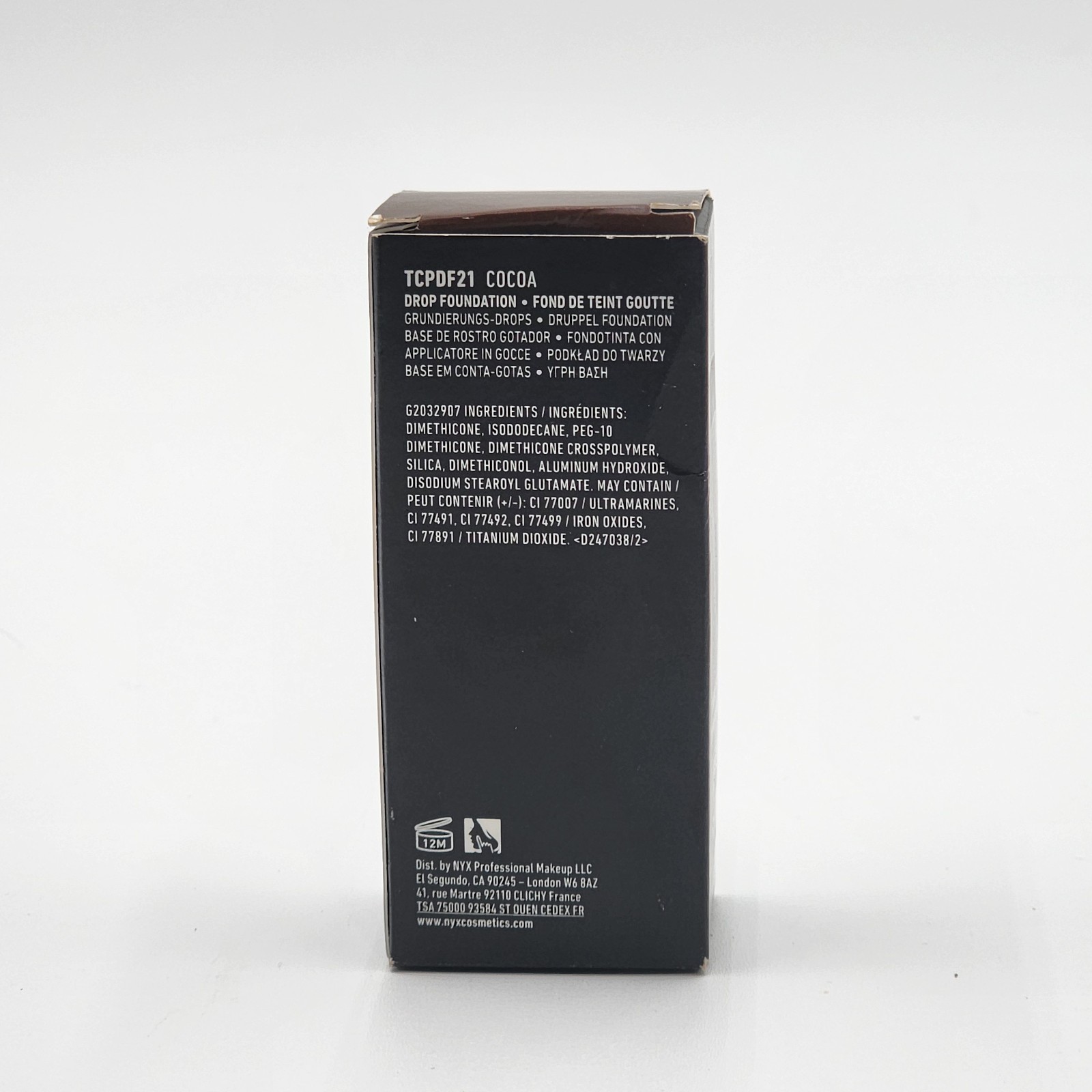 NYX Total Control Pro Drop Foundation Cocoa TCPDF21 Demi Matte Finish New in Box