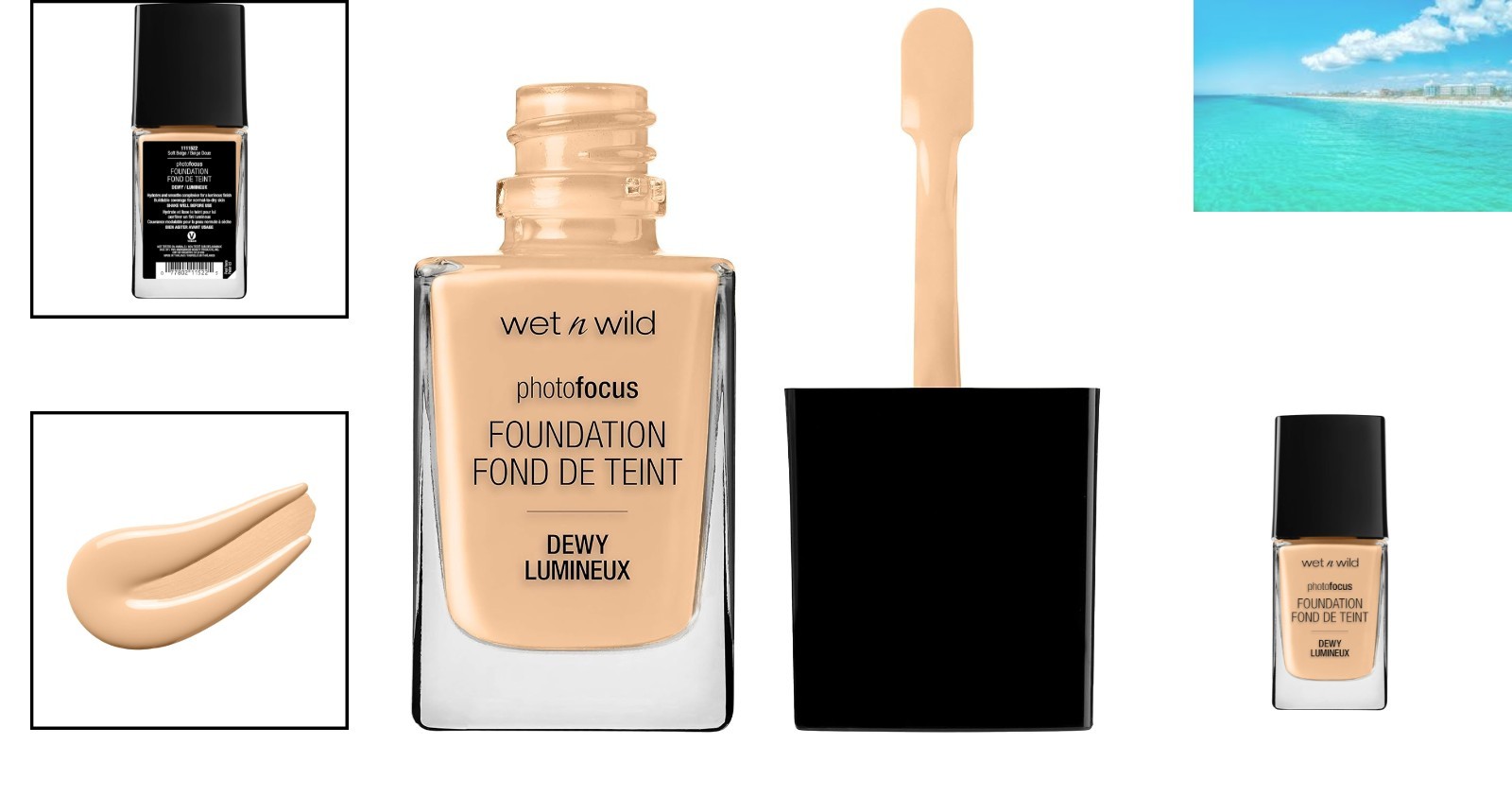 Photo Focus Dewy Foundation Makeup – Soft Beige, Radiant Finish 0.29 Ounces