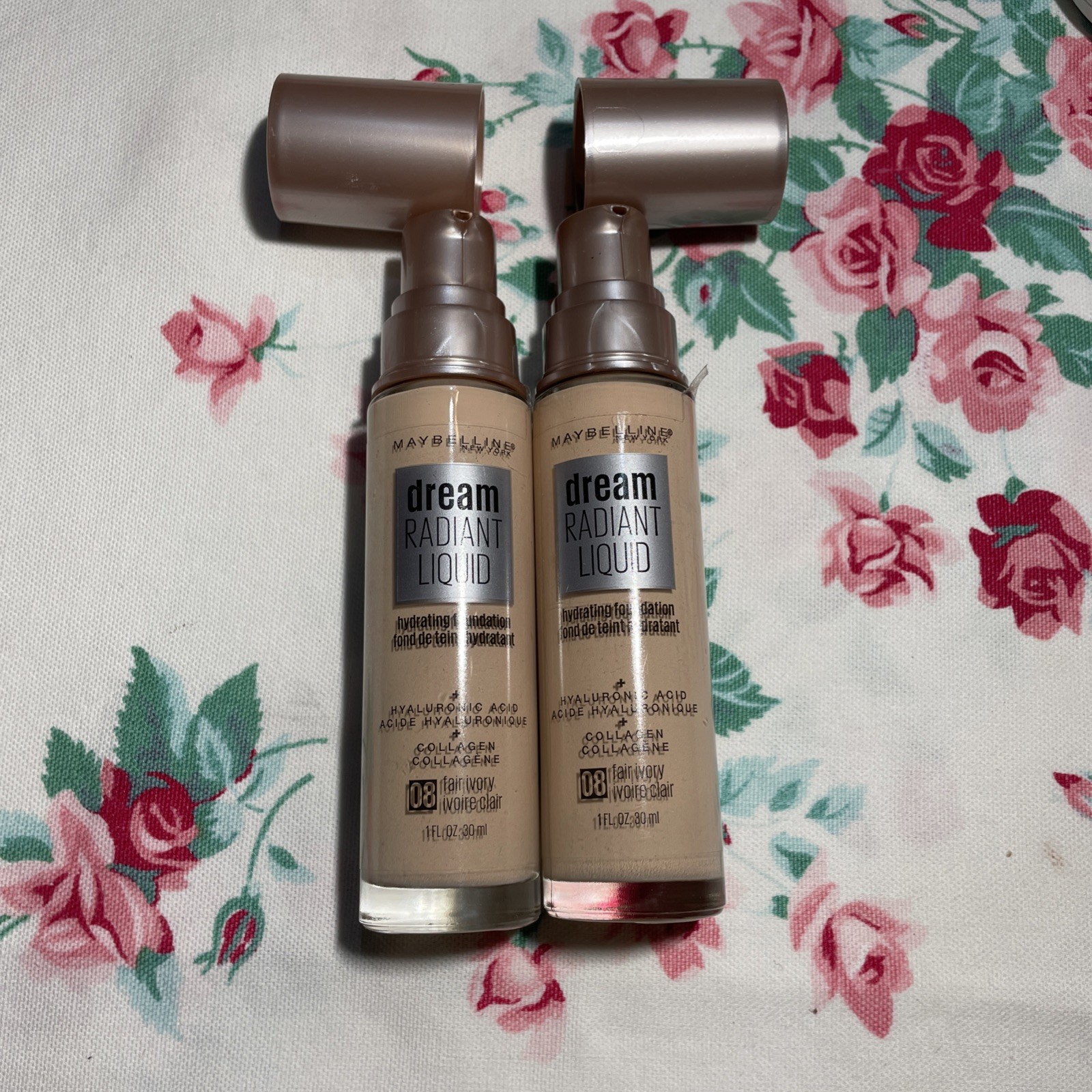 2~Maybelline Dream Radiant 08 FAIR IVORY Liquid Hydrating Foundation HTF READ*