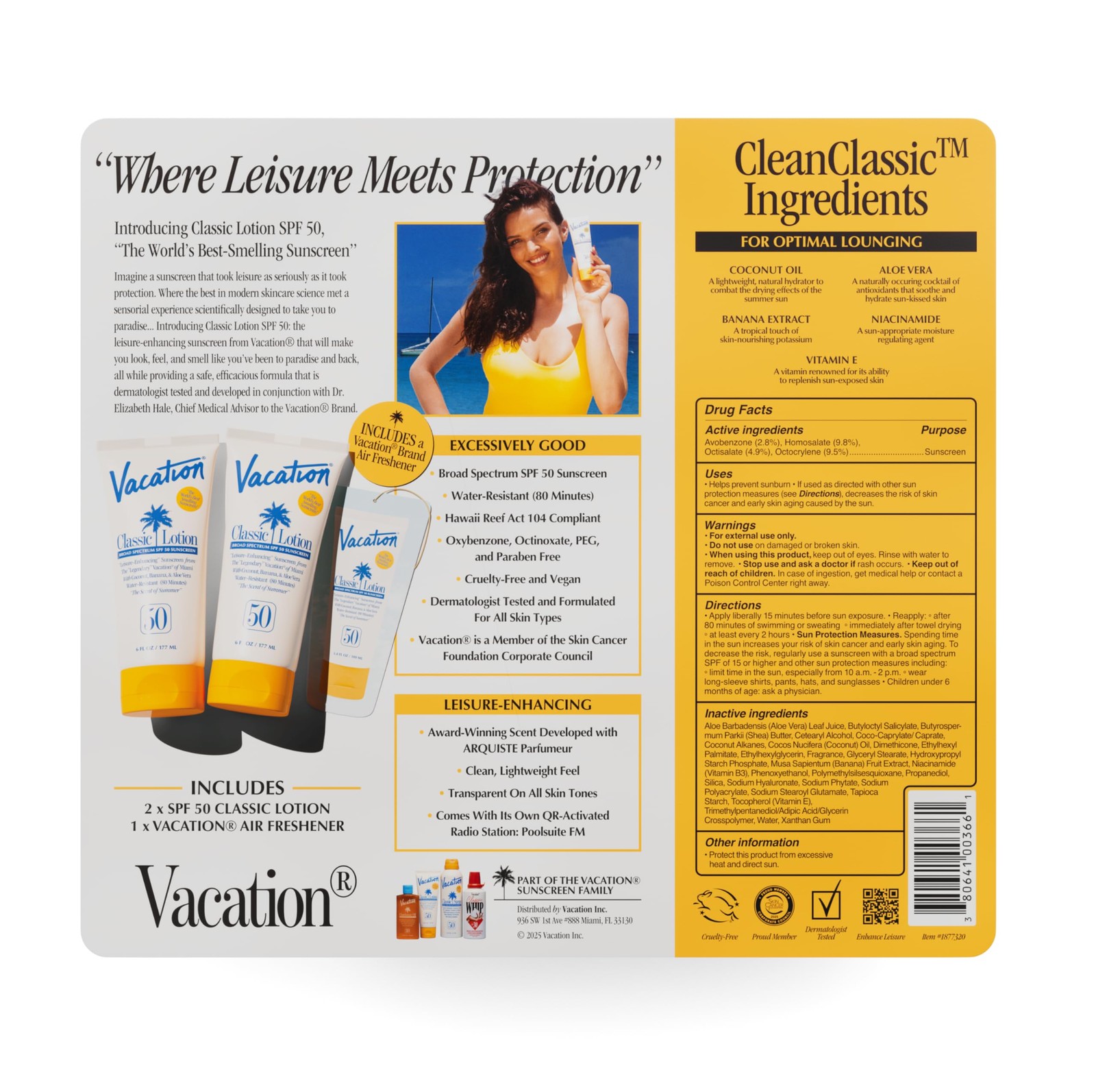 Vacation Classic Lotion SPF 50 – Pack of 2 with Air 6 Fl Oz (Pack 2)