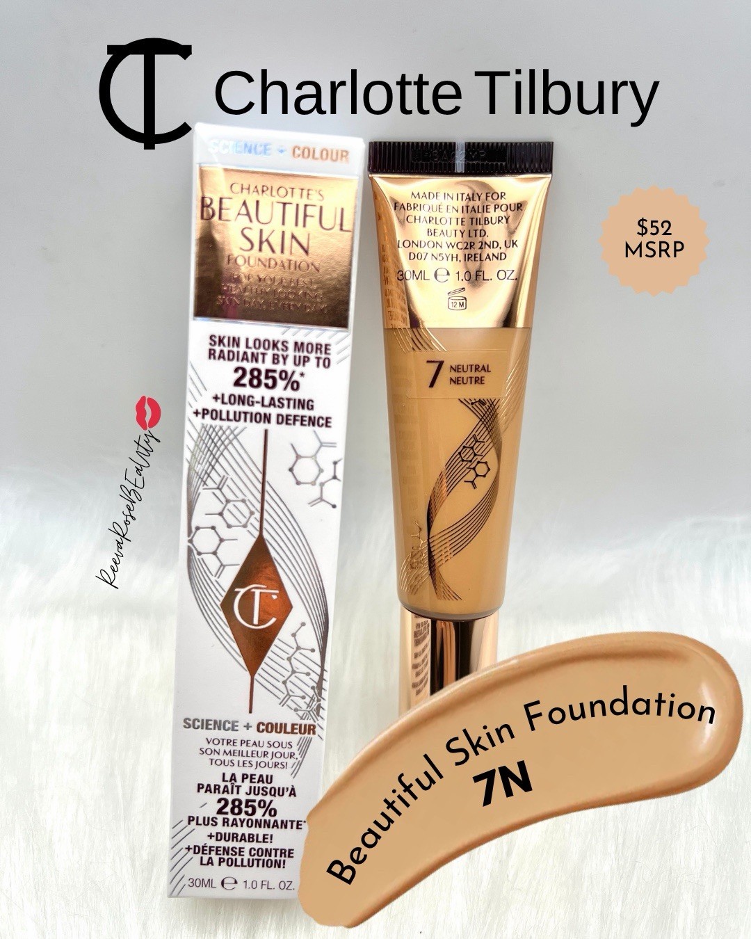 Charlotte Tilbury Beautiful Skin Foundation 7N Neutral BNIB CT $52 Value