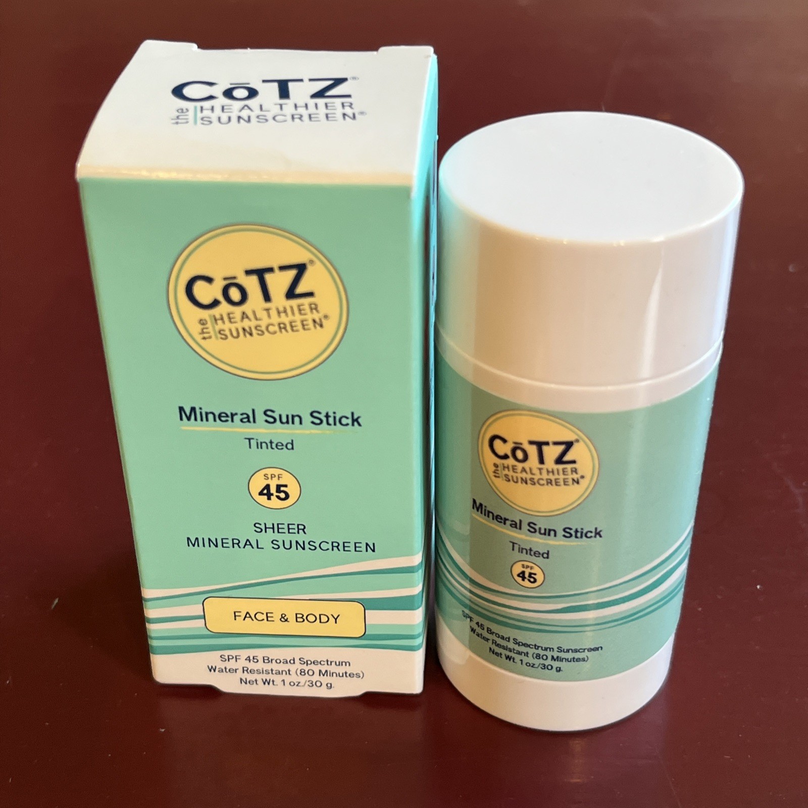 COTZ Mineral Sun Stick Tinted Sheer Sunscreen SPF 45 Face & Body 1oz / 30g NEW