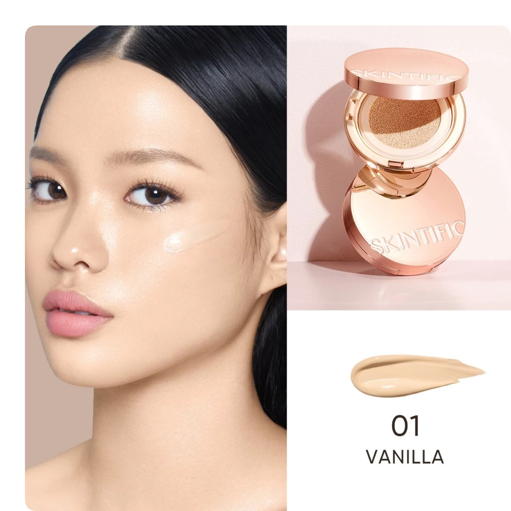 SKINTIFIC Cover All Perfect Cushion SPF35 PA++ 24H Long-Lasting Foundation