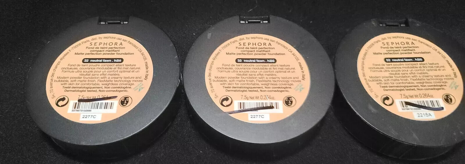 Lot of 3 ~ Sephora Matte Perfection Powder Foundation ~ 32 Neutral Fawn ~ Sealed