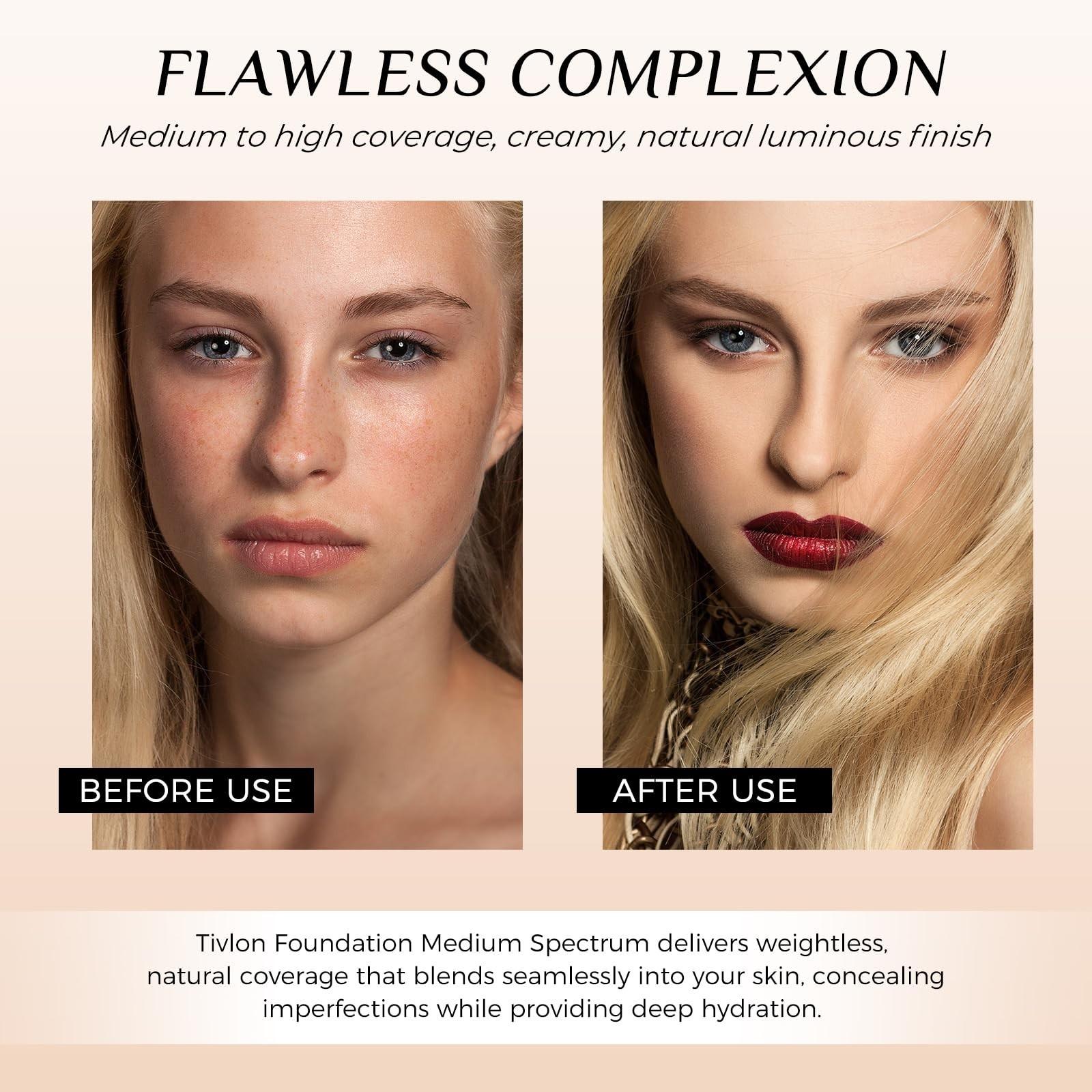 4-in-1 Medium Foundation SPF 50+ | Anti-Aging, Concealer, Hydrating, Waterproof,