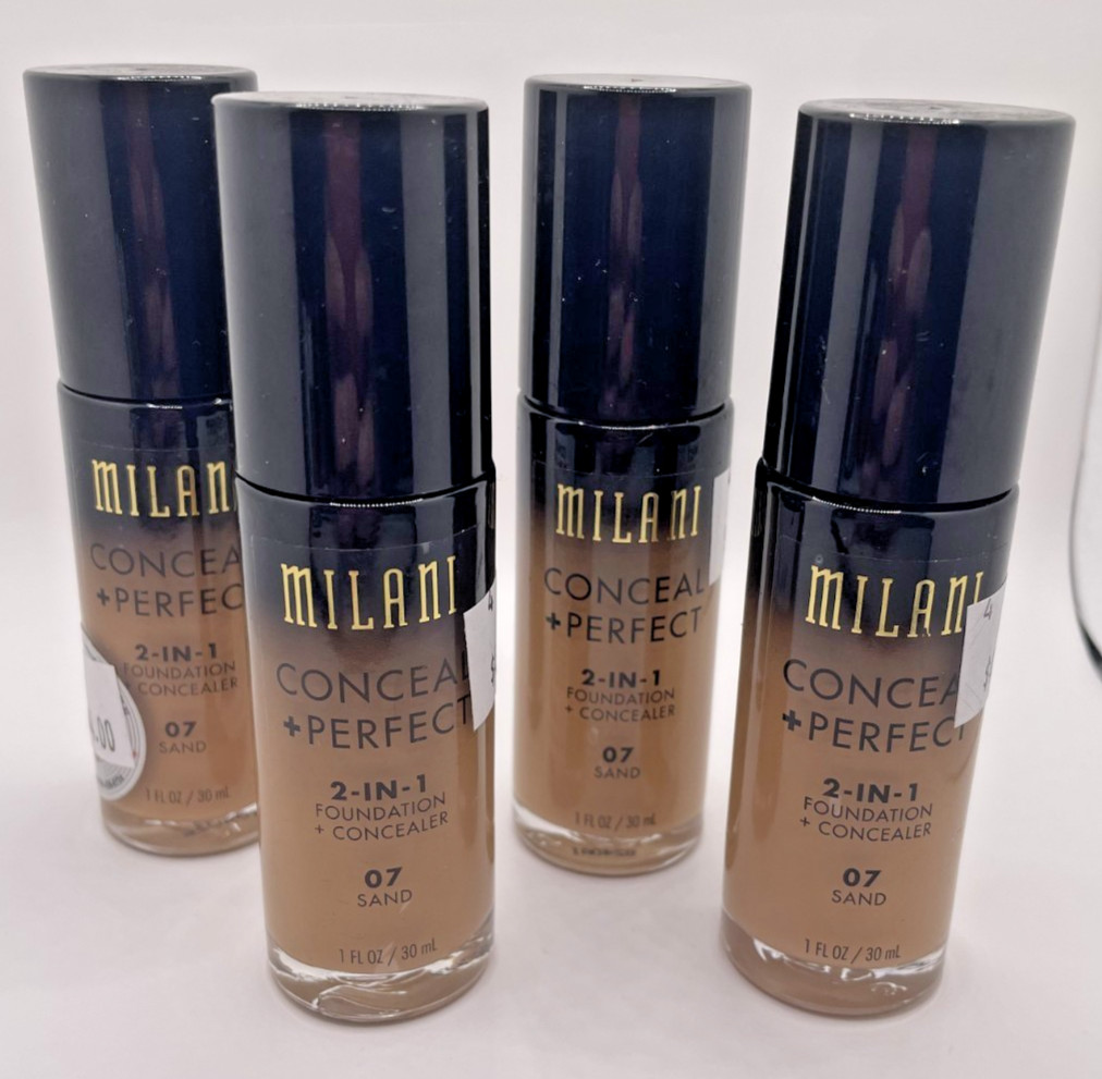 Lot of 4 Milani Conceal + Perfect 2‑in‑1 Foundation Sand (07) NEW 1oz. each