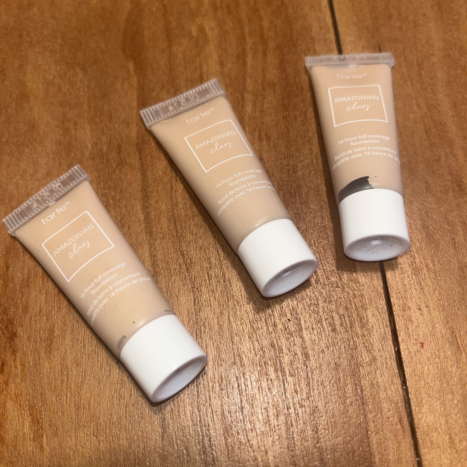 LOT 3 tarte AMAZONIAN Clay 16-hour full coverage foundation 14N ivory 5mL ea