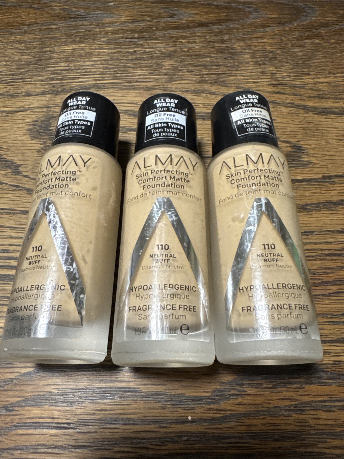 3 PACK ALMAY SKIN PERFECTING COMFORT MATTE FOUNDATION 110 NEUTRAL BUFF As Is