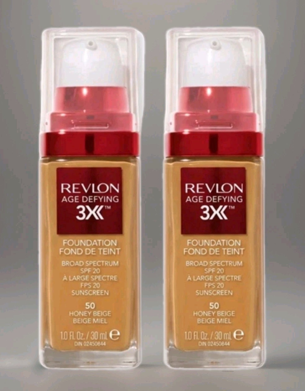 2 PACK Revlon Age Defying 3X 50 Honey Beige Foundation Makeup 1 oz ea SPF 20 NEW