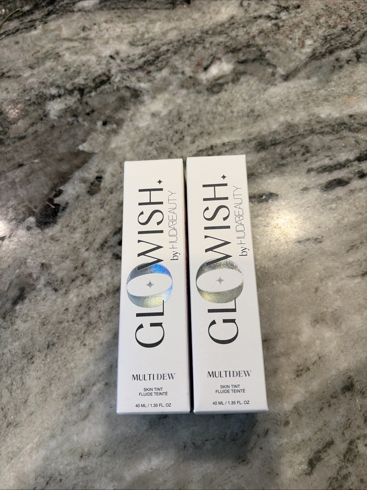 Set Of Two GloWish by Huda Beauty MultiDew Skin Tint 09 Extra Tan 1.35 oz