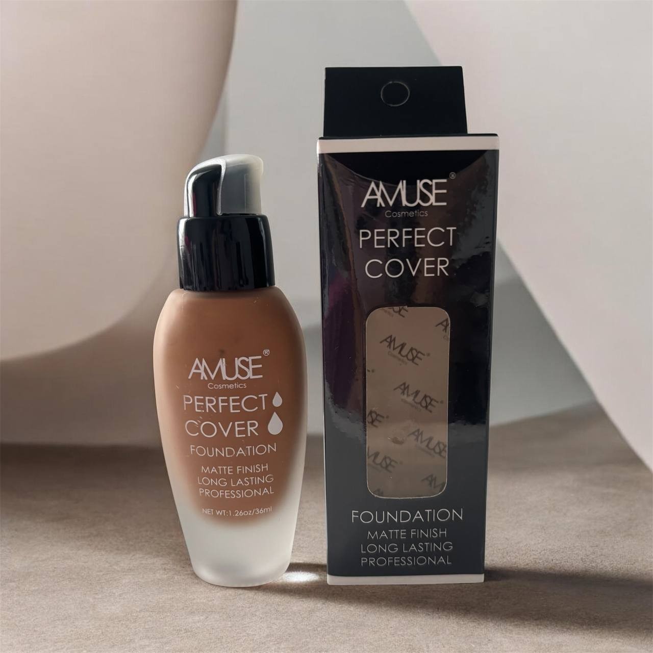 Amuse Cosmetics Perfect Cover Foundation Matte Finish Long Lasting 1.26 oz/ 36ml