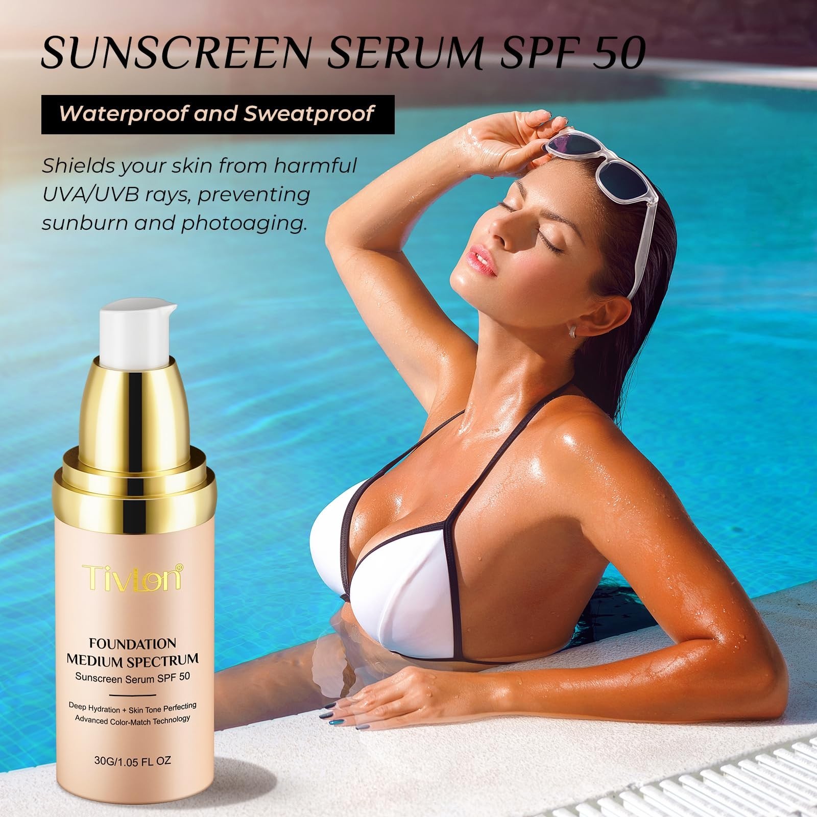 4-in-1 Medium Foundation SPF 50+ | Anti-Aging, Concealer, Hydrating, Waterproof,