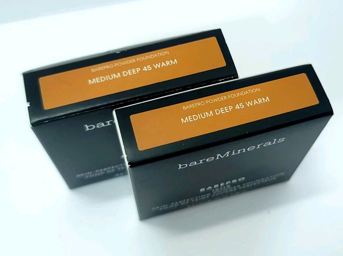 2x – bareMinerals Barepro Powder Foundation Skin-Perfecting Medium Deep 45 Warm
