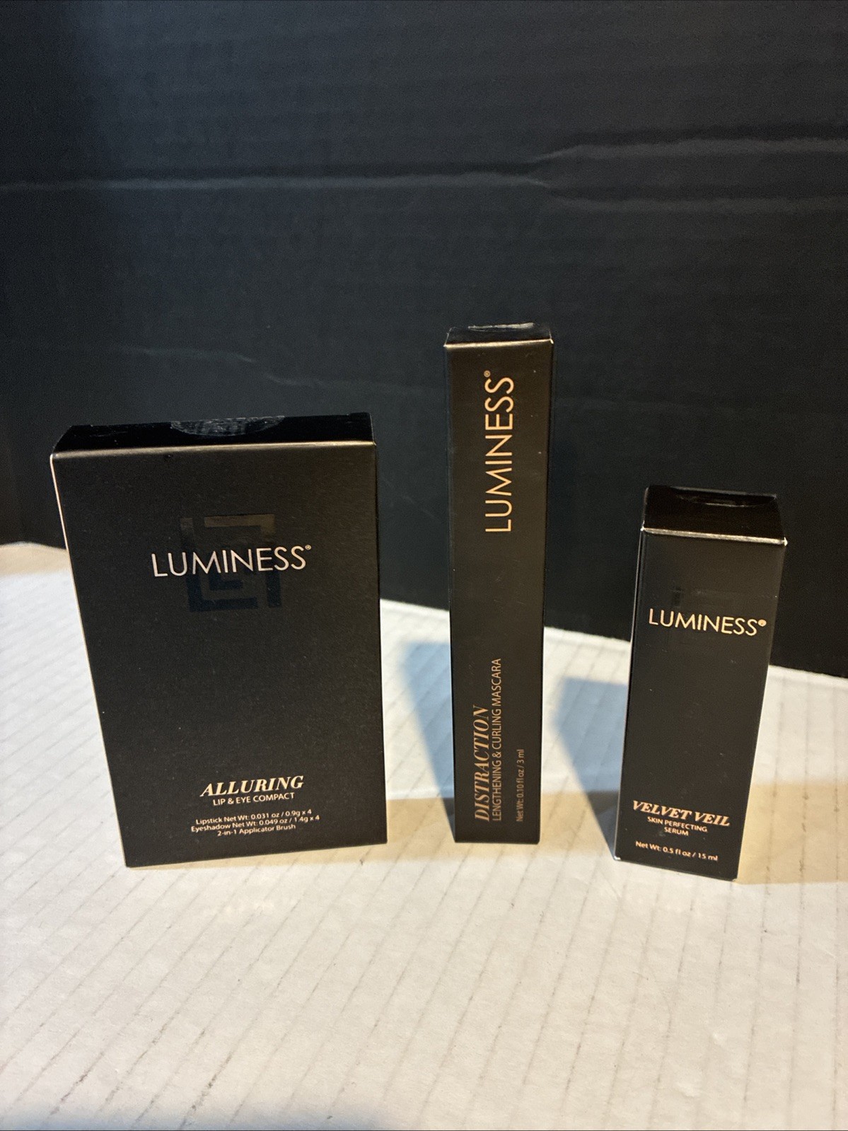 Lot Of 3 Luminess Products – Compact, Mascara, & Skin Serum. All New In Boxes!