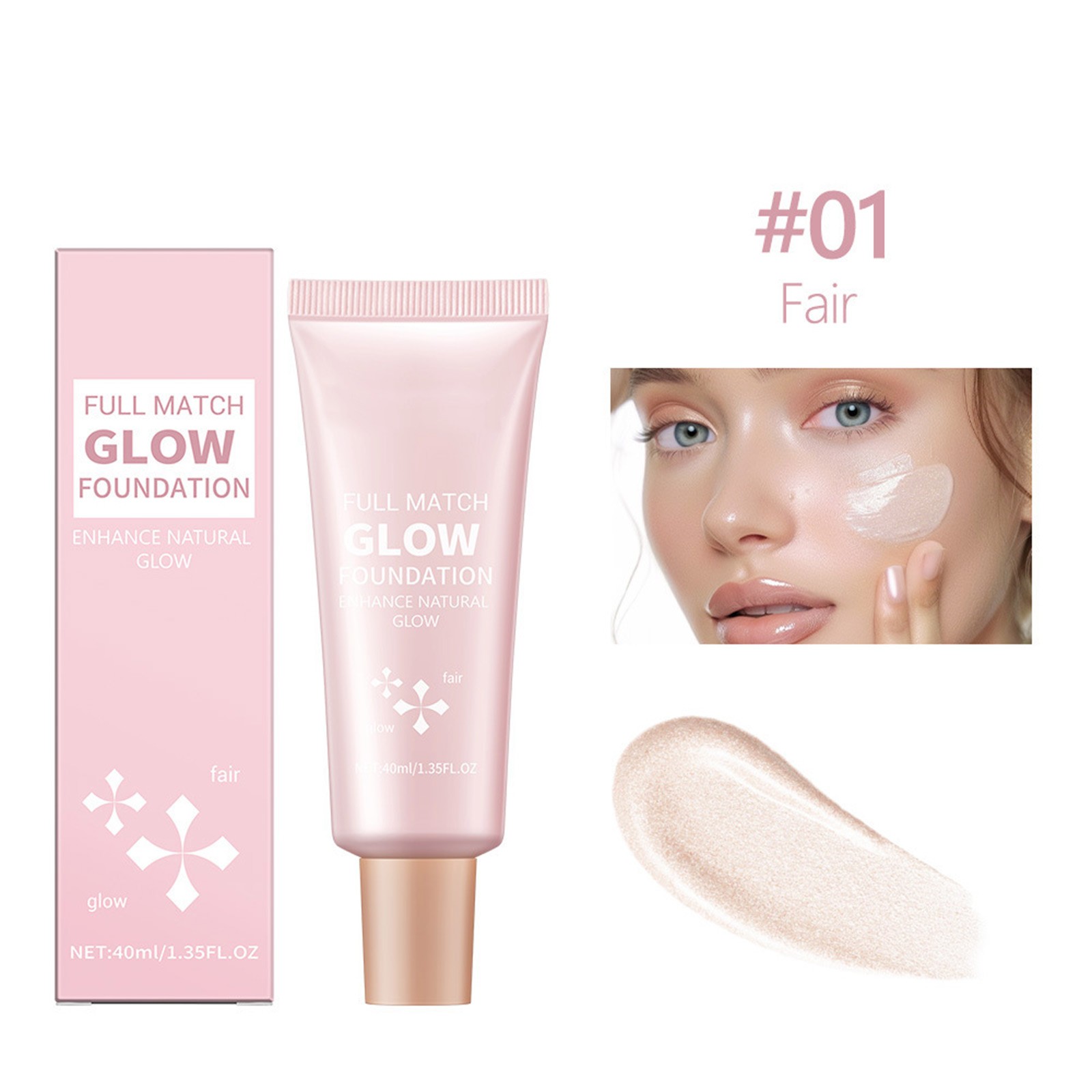 1Pcs Shimmery Liquid Foundation Long-lasting Glow Foundation Fluid Foundation
