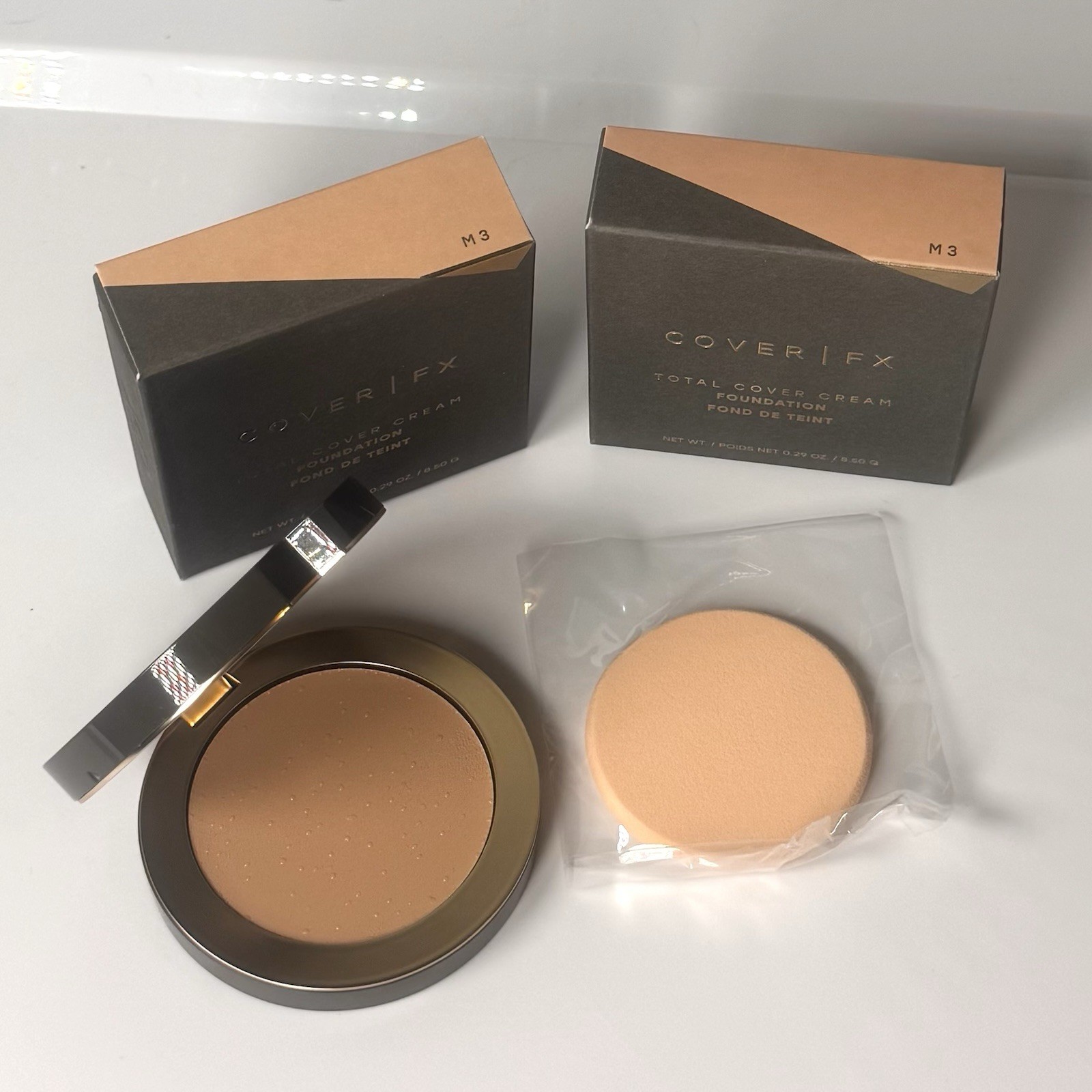 (Lot of 2) Cover FX Total Cover Cream Foundation *M3* medium neutral 0.29oz NIB