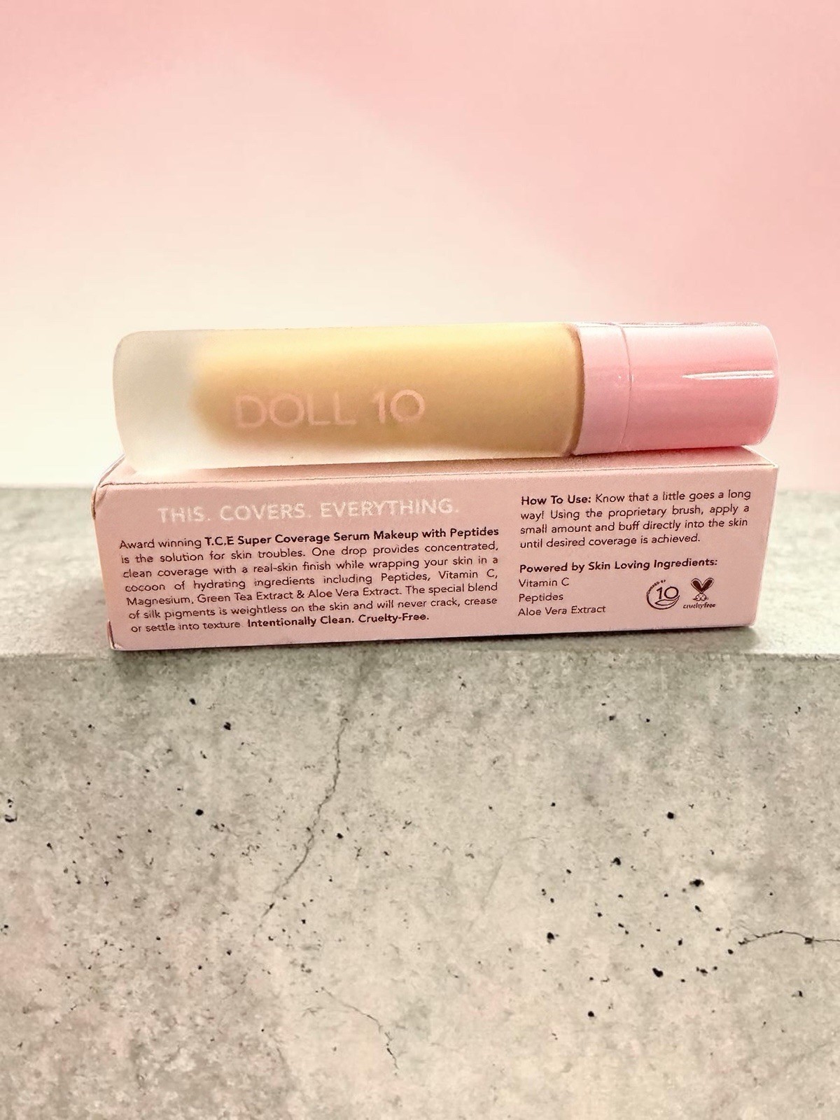 NIB~ Doll 10 T.C.E. Super Coverage Serum MEDIUM Peptide Everything Foundation