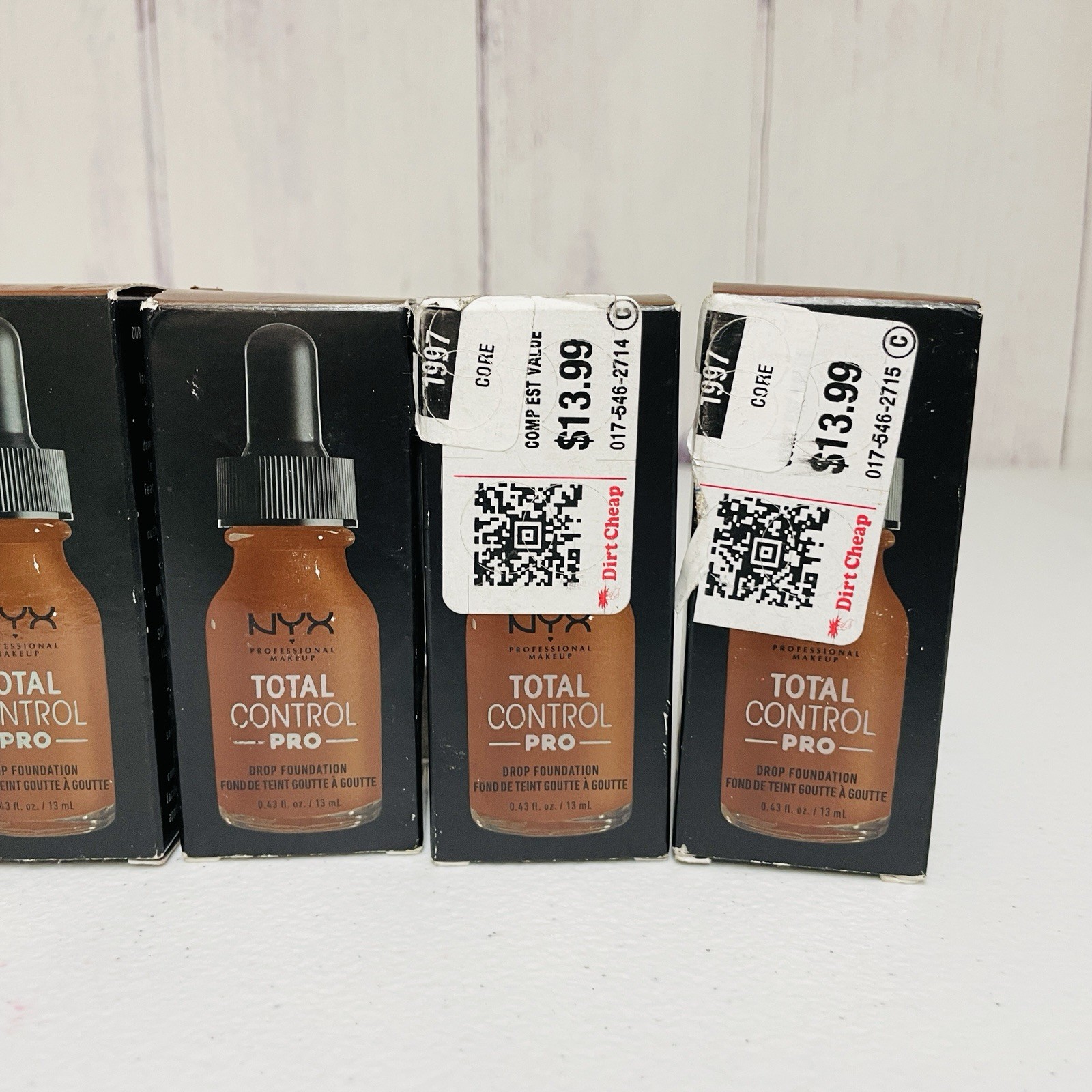 6 NYX Total Control Pro Drop Foundation Mocha Cappuccino Deep Ebony Cocoa Lot