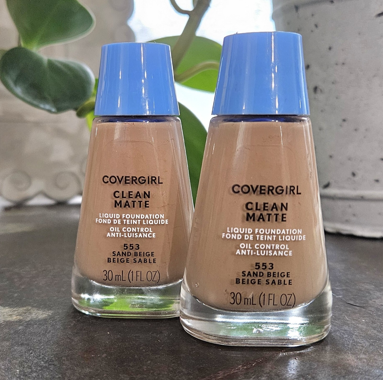 2 bottles Covergirl SAND BEIGE #553 Clean Matte Liquid Foundation NEW!