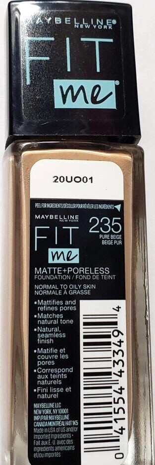 Maybelline New York Fit Me Normal To Oily Skin Foundation, 235 Pure Beige, 1 OZ