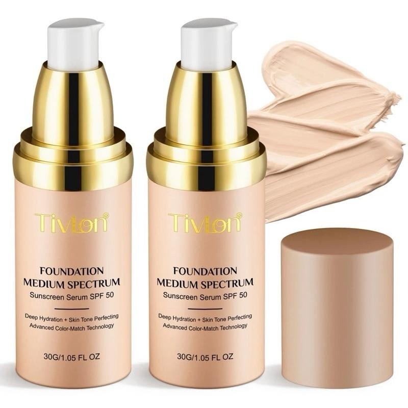 2x Color Changing Liquid Foundation, Long Lasting Moisturizing Flawless Base Fou