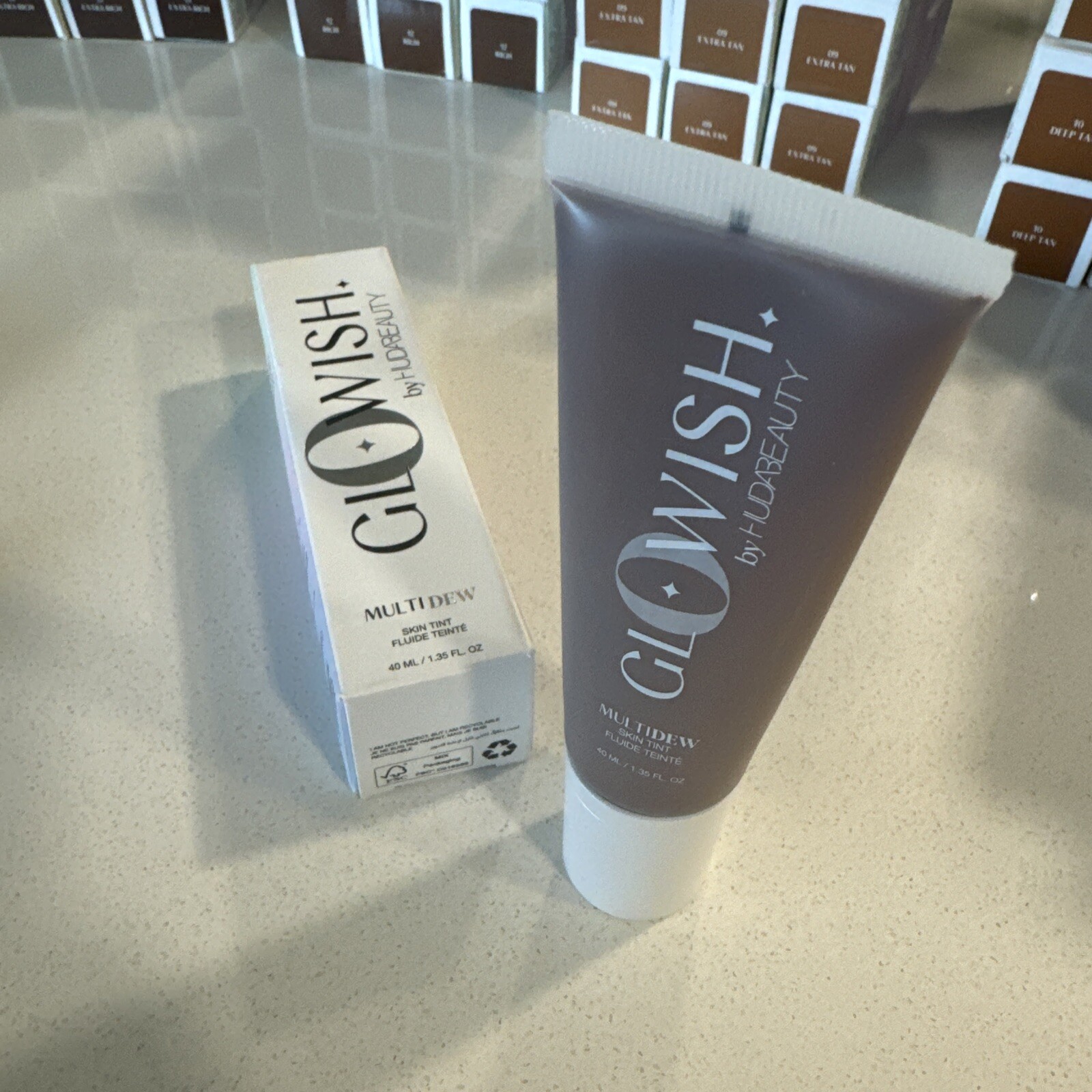 BNIB Glowish by Huda Beauty Multi Dew Skin Tint 1.35oz / 40mL Deep 11-