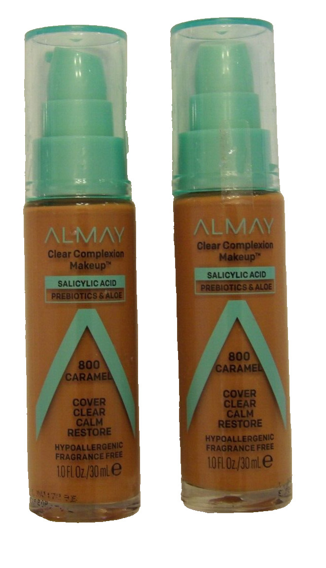 Almay Clear Complexion Makeup Salicylic Acid Probiotics & Aloe #800 Caramel X 2
