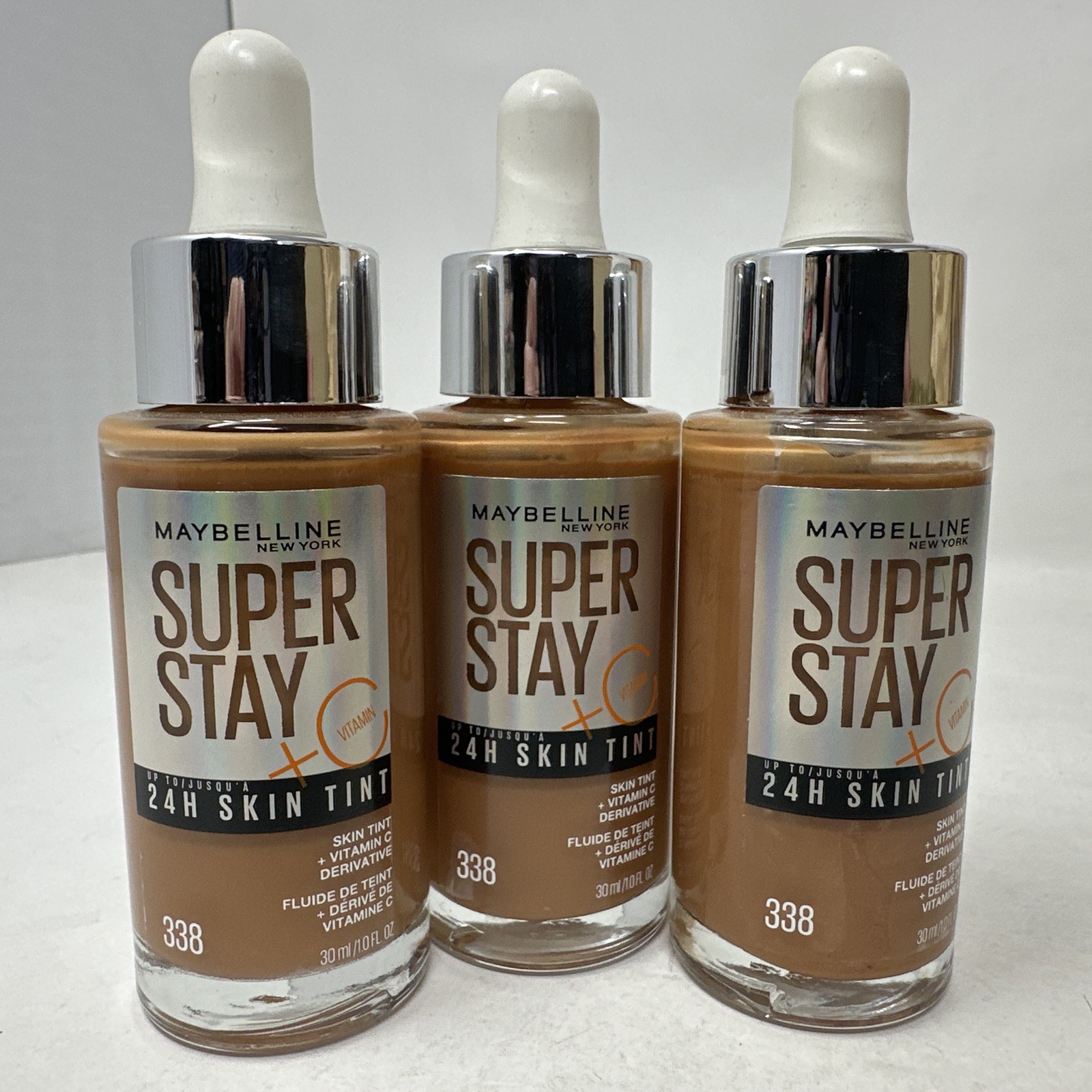 Maybelline Super Stay 24 Hour Skin Tint Vitamin C Color 338 Lot x 3 Retired