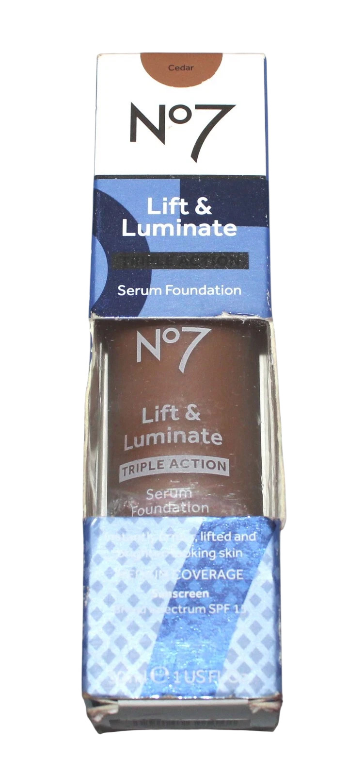 No7 2-Pack Lift & Luminate Triple Action Serum Foundation Cedar 1 fl oz