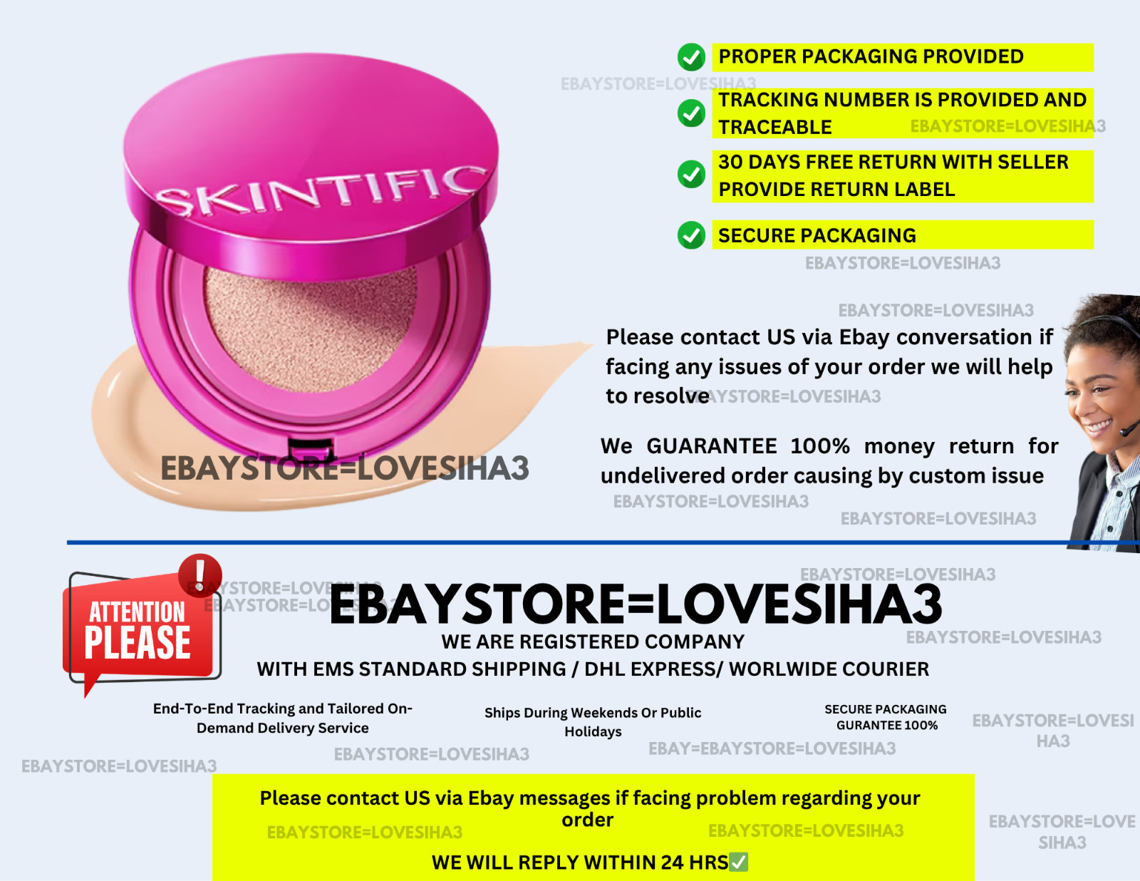 SKINTIFIC Cover Glow Perfect Pink Cushion 11g Radiant Finish 00 Porcelain (X 2)