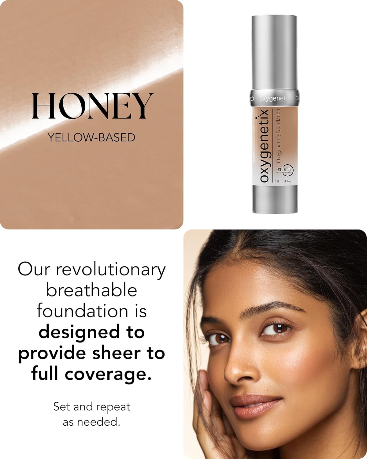 Oxygenetix Oxygenating Foundation 15ml 0.5oz Honey NEW FAST SHIP