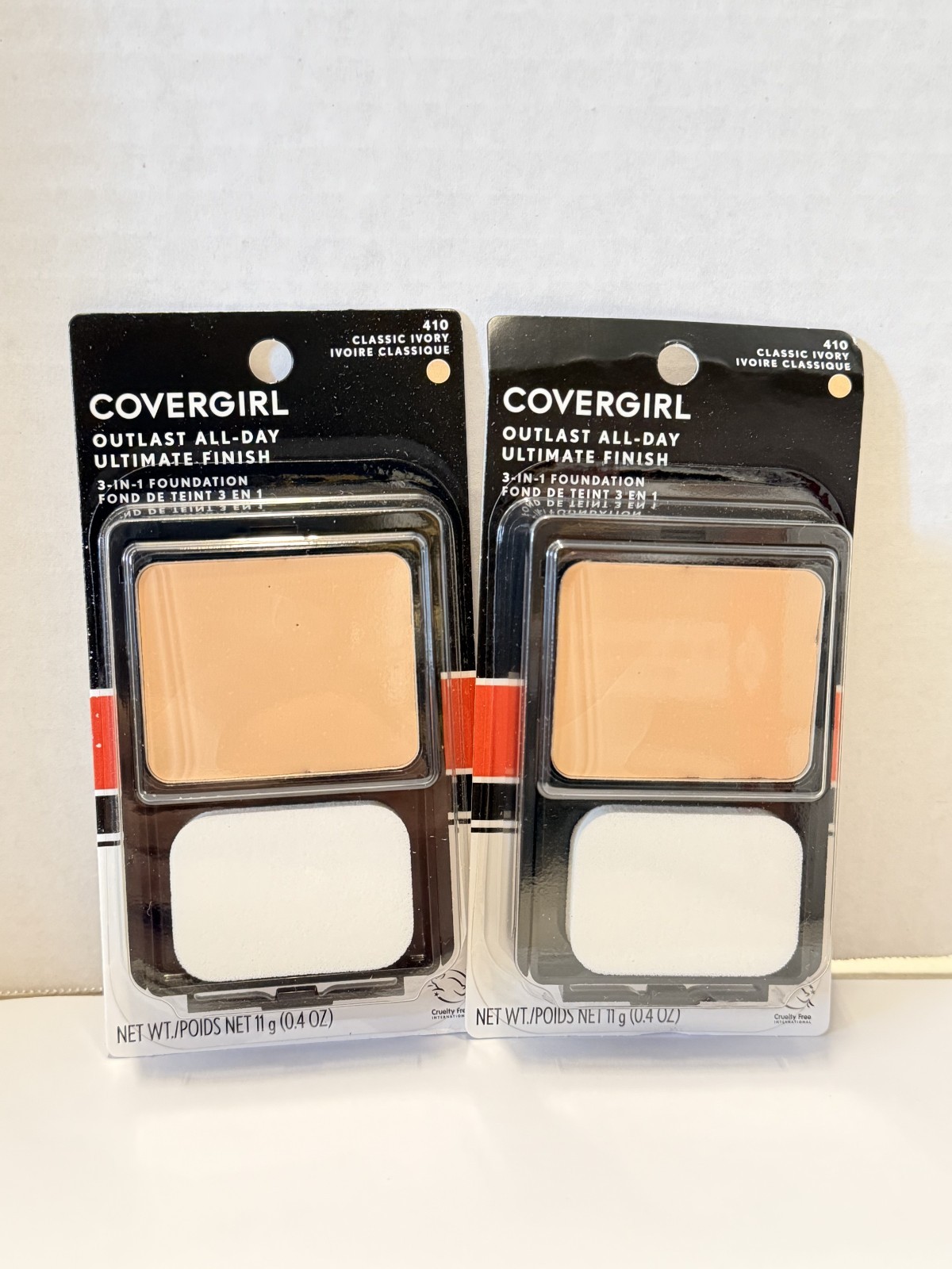 2 Pk CoverGirl Outlast All-Day Ultimate Finish 3-in-1 Foundation classic Ivory ~