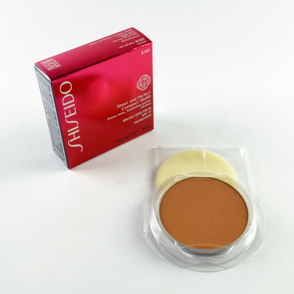 Shiseido Sheer & Perfect Compact Refill SPF21 B100 / B 100 Very Deep Beige – 10g