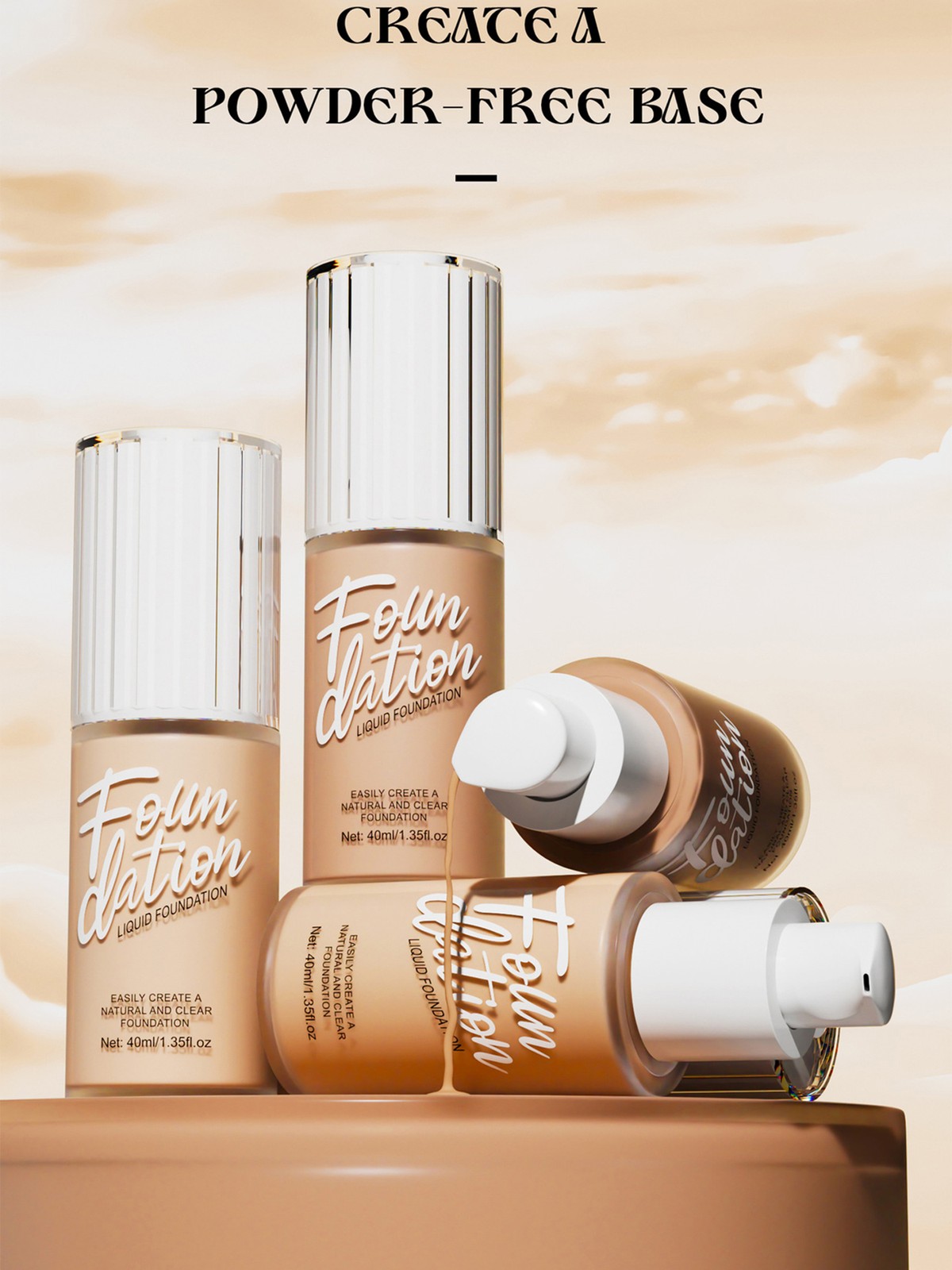 Women Full Coverage Liquid Foundation Non-caking 40ml Covering Flaws Hydrating