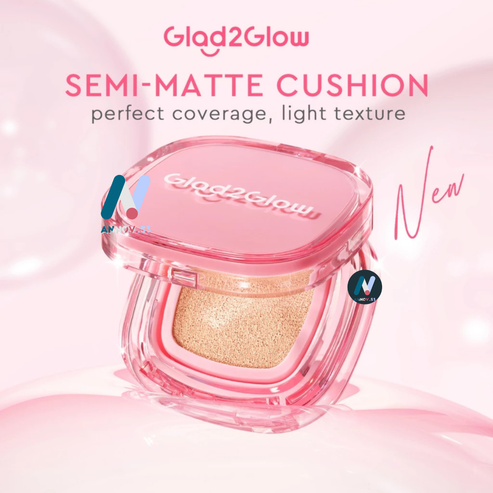 GLAD2GLOW Perfect Blurring Powder Foundation + Cover Cushion Waterproof Matte