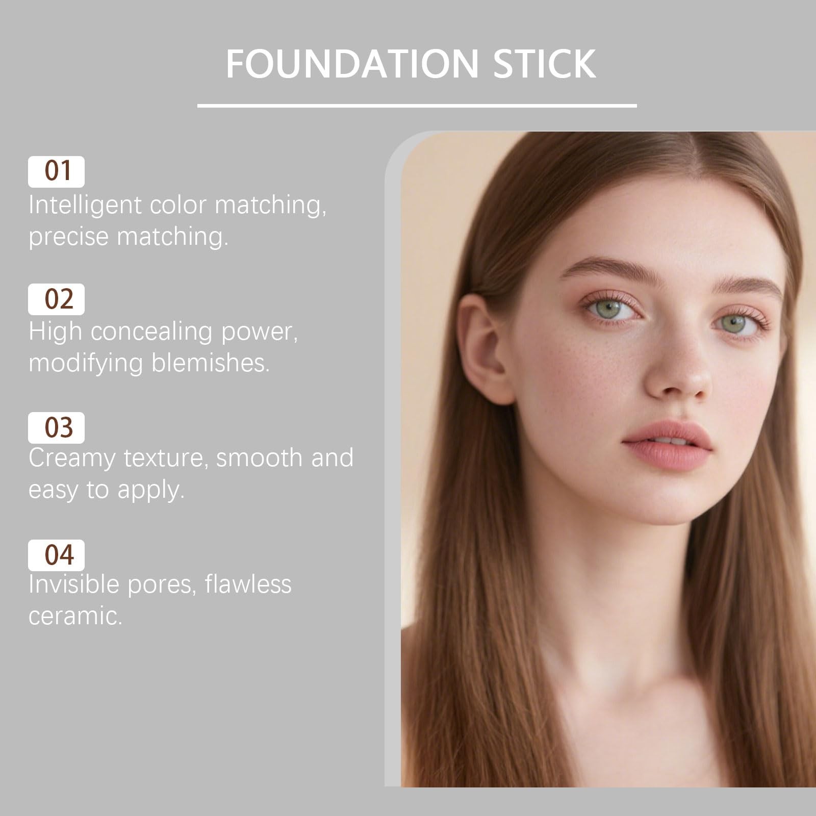 Upgraded Formula Color Changing Foundation Stick, Medium to Full Coverage Cre…