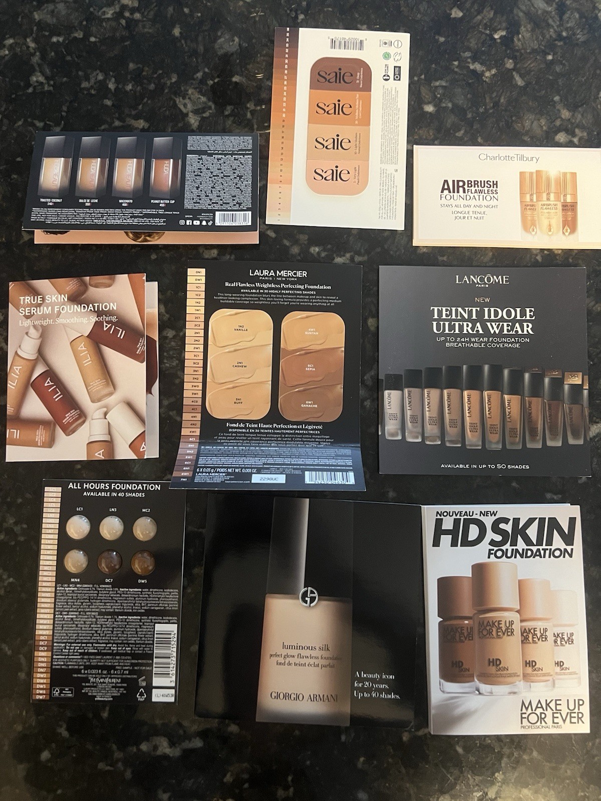 Luxury Foundation Samples Including Giorgio Armani, Charlotte Tilbury, And More
