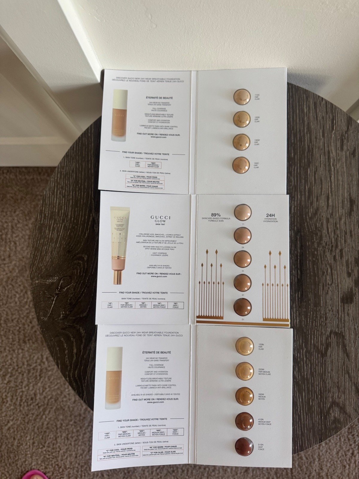 Gucci Eternite De Beaute 24H Luminous Matte Foundation/Glow Skin Tint LOT OF 3